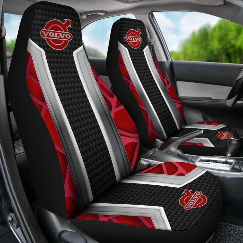 Premium Volvo Red & Black Themed Printed Car Seat Covers 210901 - Durable Protection for Volvo Sedans & SUVs | Perfect for Daily Commute & Road Trips