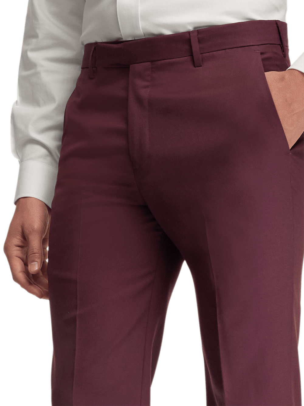 Premium Wool Gabardine Dress Pants for Men - Classic Burgundy Color | Office Wear, Business Attire & Formal Occasions