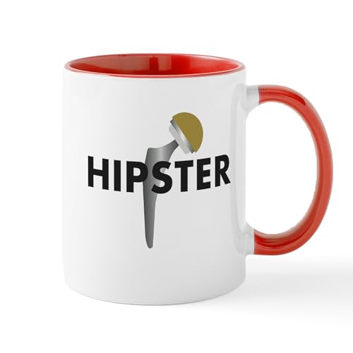 White/Red Inside - Hipster Hip Replacement Mug Mugs