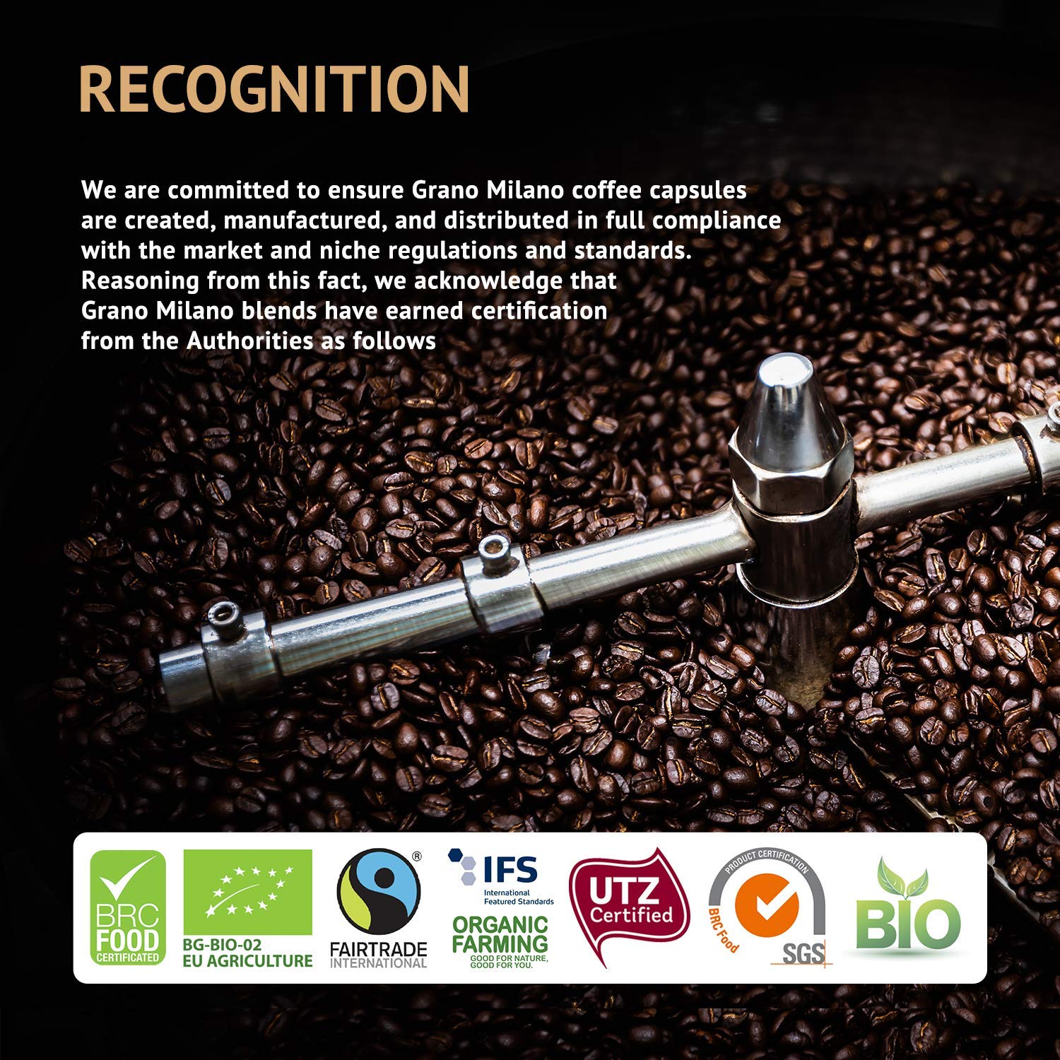 Premium Italian Arabica Coffee Pods for Nespresso - Medium Roast, Intensity 7/12 - Perfect for Home & Office Espresso