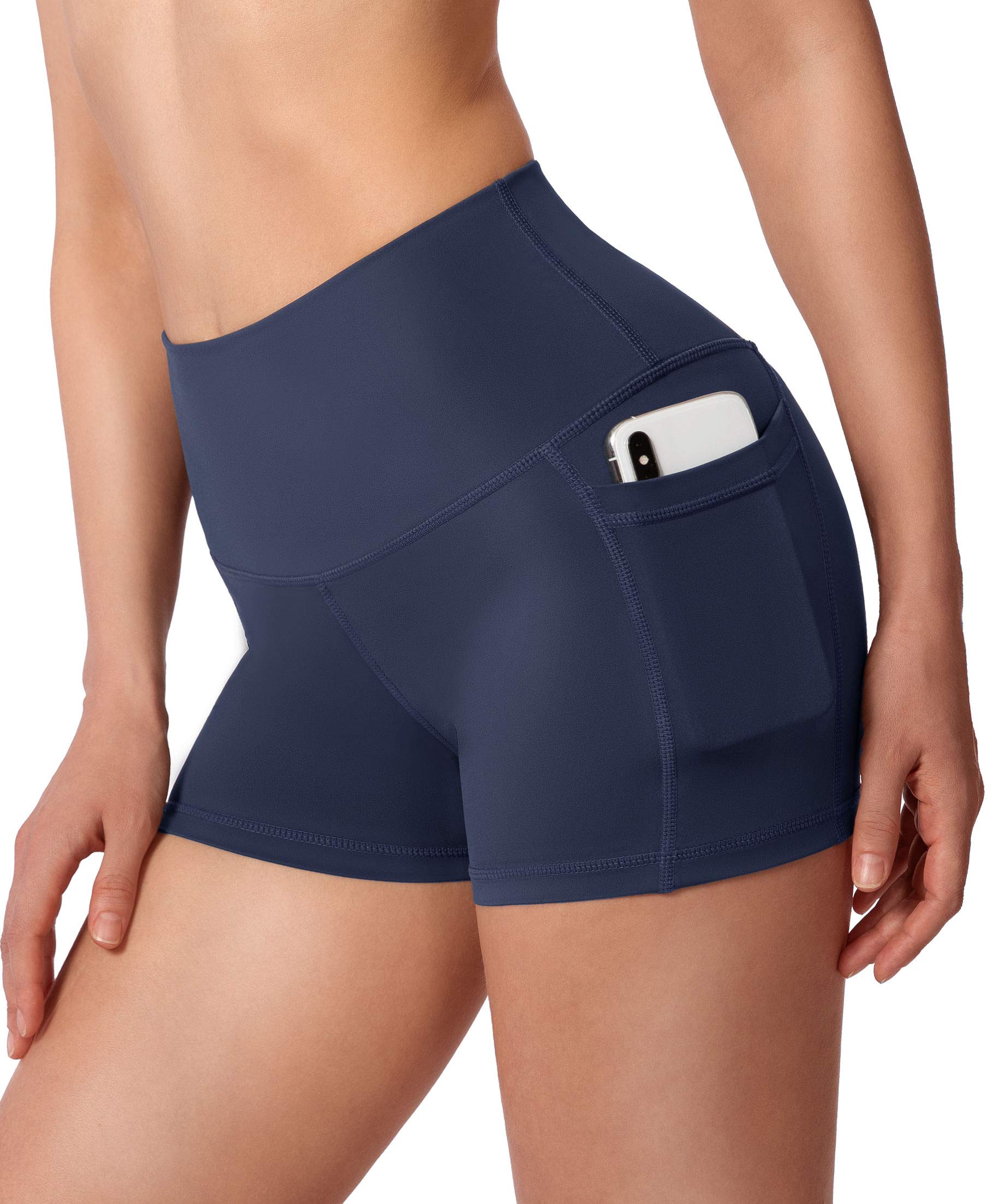 High Waist Yoga Shorts for Women with Side Pockets - Tummy Control Workout Shorts 8