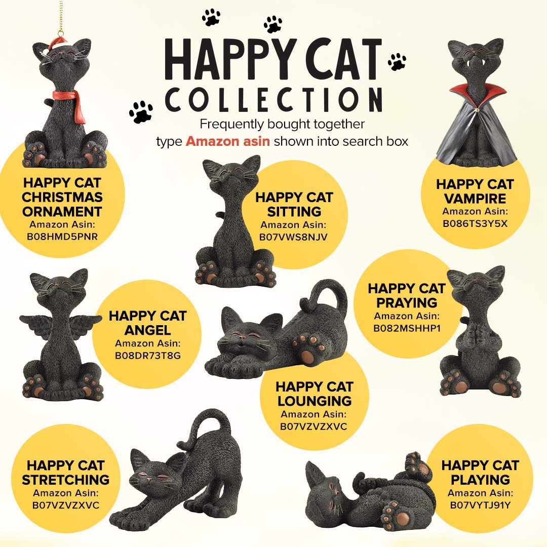 Happy Black Cat Figurine - Cute Home & Office Decor for Cat Lovers - Perfect Gift Idea