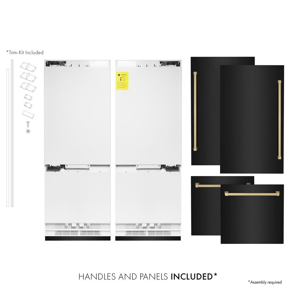 ZLINE Autograph Edition 60-Inch Built-In French Door Refrigerator with Bottom Freezer - 32.2 cu.ft Capacity, Black Stainless Steel with Champagne Bronze Accents, Water Dispenser & Ice Maker - Perfect for Modern Kitchens & Open-Concept Homes (RBIVZ BS 60 CB)