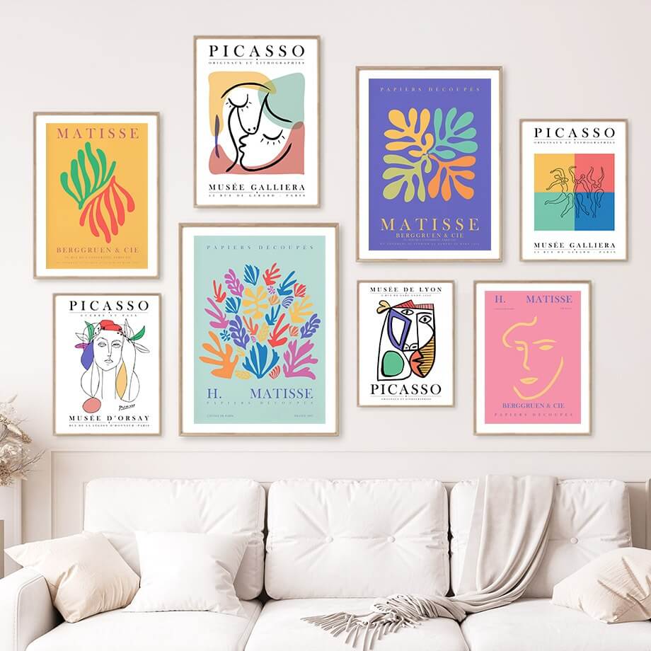Matisse Colorful Gallery Wall Canvas Posters - Modern Abstract Art Prints for Living Room, Bedroom & Office Decor - Perfect for Home & Office Wall Art
