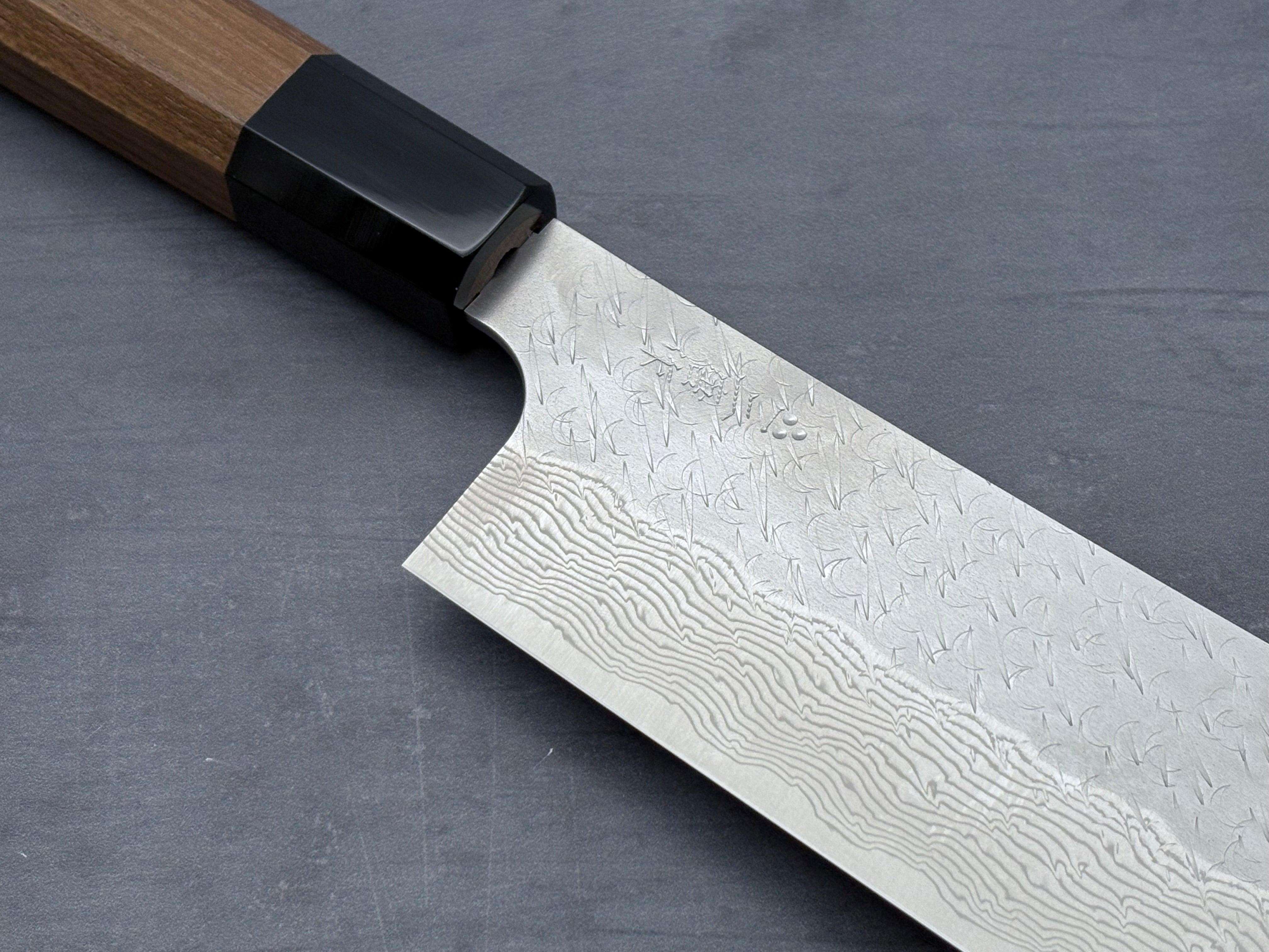 Nigara Hamono SG STRIX Damascus Nakiri Knife - Japanese High Carbon Steel Blade for Professional Chefs & Home Cooking - Perfect for Slicing Vegetables, Herbs & Sushi Prep