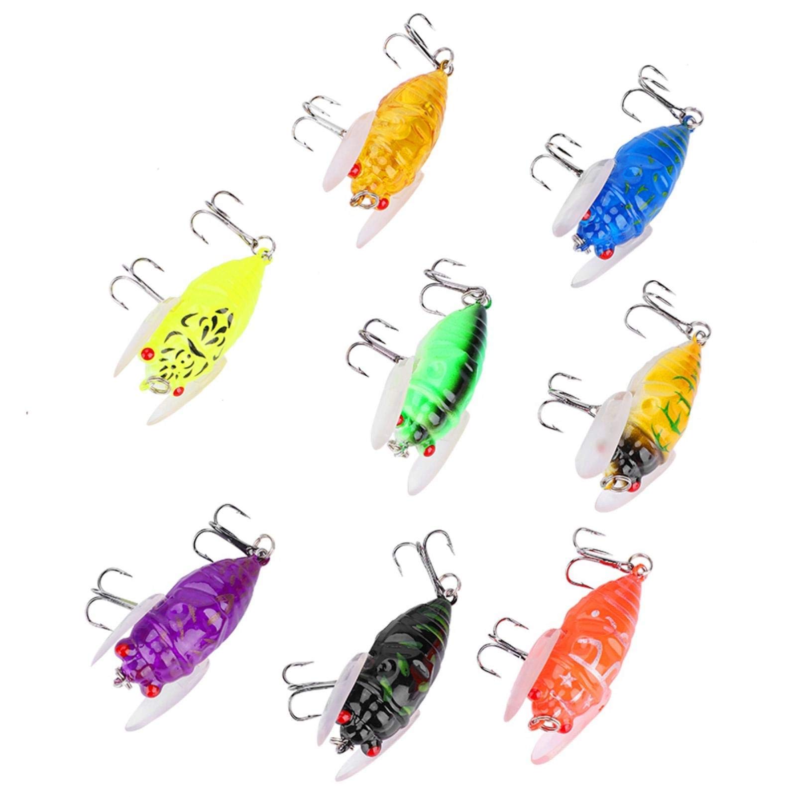 8-Color Durable Plastic Cicada Fishing Lure - 5cm 6g Realistic Soft Bait with Hooks for Bass, Trout & Freshwater Fishing | Perfect for Summer Fishing Trips & Outdoor Adventures
