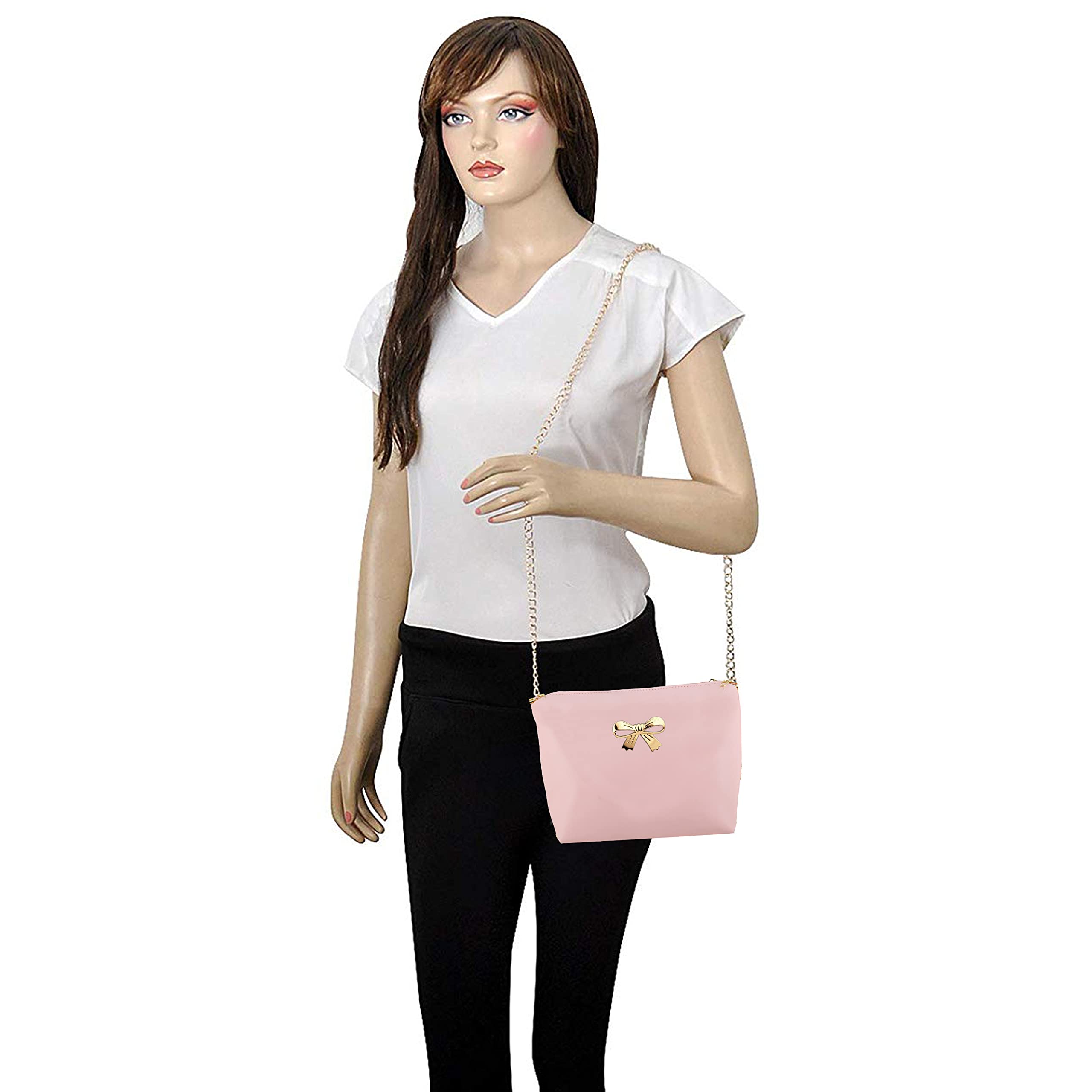 **Crown Villa Pink Women & Girls Crossbody Sling Bag (CR0090) - Stylish & Lightweight for Daily Use, Shopping, Travel & Parties**