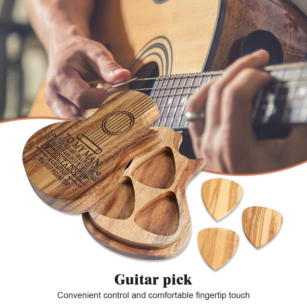 Custom Wooden Guitar Picks Set of 3 with Engraved Box - Personalized Music Gift for Guitar, Bass & Ukulele Players - Unique Birthday, Valentine's Day Present for Husband, Musicians - Perfect for Live Performances, Studio Sessions & Romantic Surprises