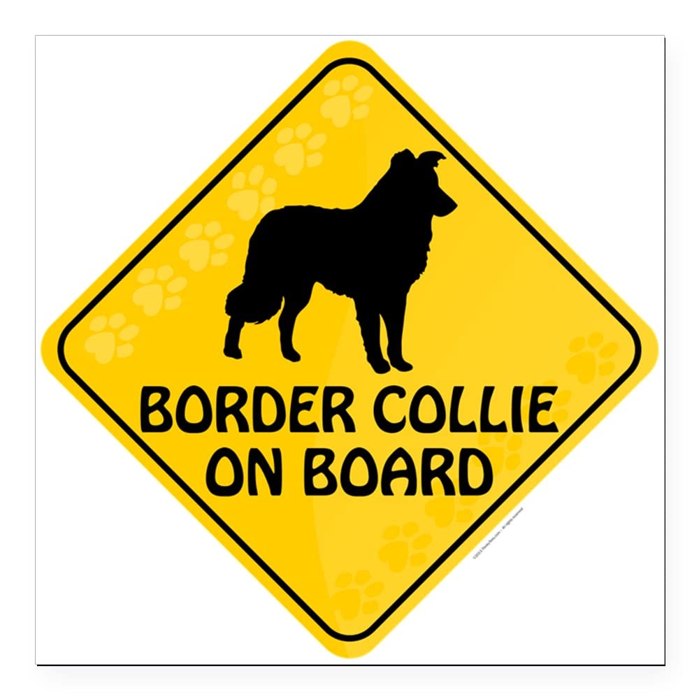 Border Collie On Board 3x3 Inch Square Car Magnet - Strong Magnetic Bumper Sticker for Vehicles, Trucks & RVs - Perfect for Pet Lovers, Dog Owners & Road Trips