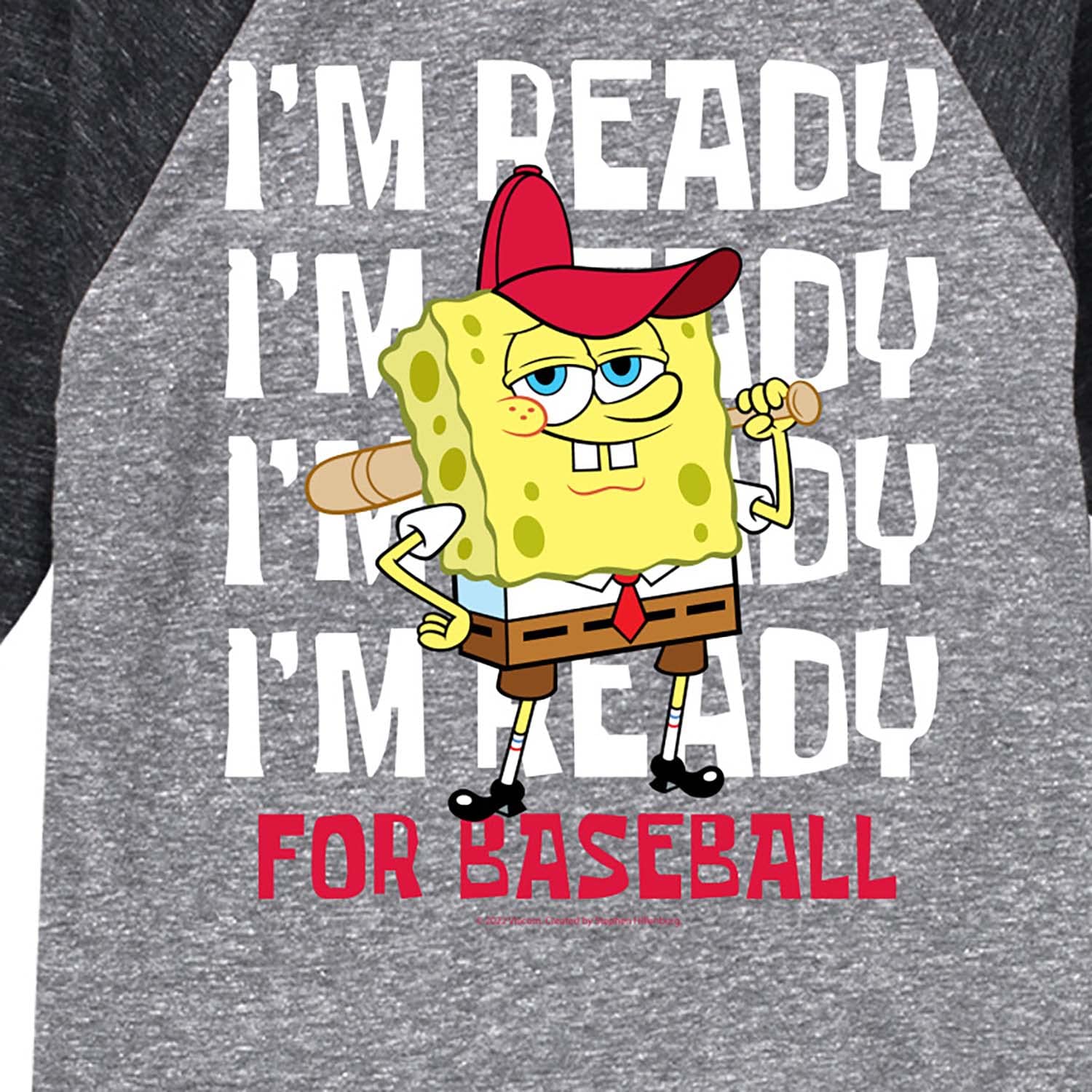 HYBRID APPAREL Spongebob Squarepants Baseball Graphic T-Shirt for Toddlers & Kids - Soft Raglan Sleeve Tee for Sports, Playdates & Casual Wear