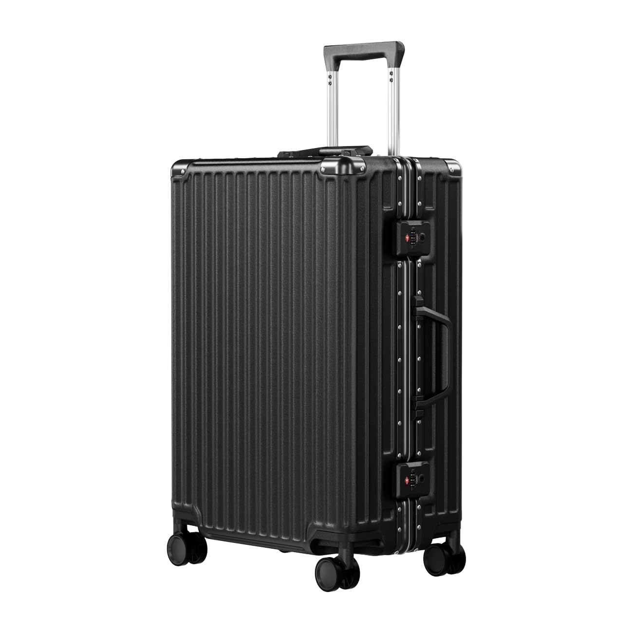 AnyZip PC+ABS Aluminum Frame Zipperless Hard Shell Suitcase - 24 Inch Black TSA Lock Checked Luggage with 360° Spinner Wheels | Perfect for International Travel & Business Trips