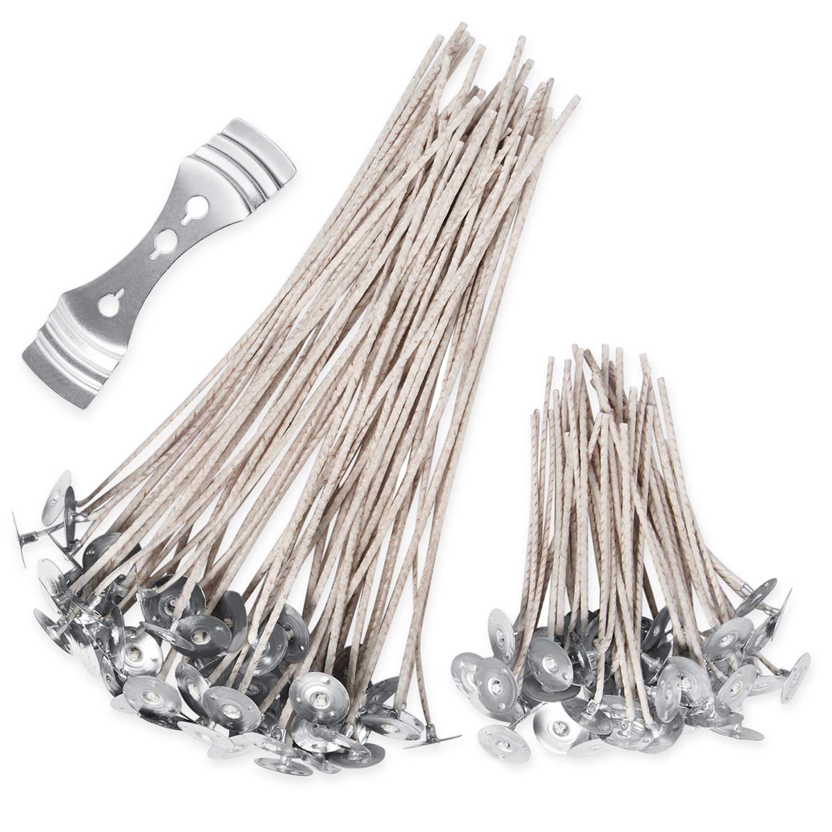 SMALUCK 100 Pcs Organic Soy Pre-Waxed Cotton Candle Wicks - 20cm & 10cm (8