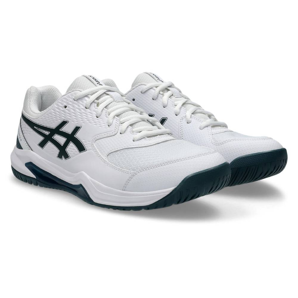 ASICS Gel-Dedicate 8 Wide Men's Tennis Shoes - White/Saxon Green - Breathable Court Sneakers for Tennis, Pickleball & Casual Wear
