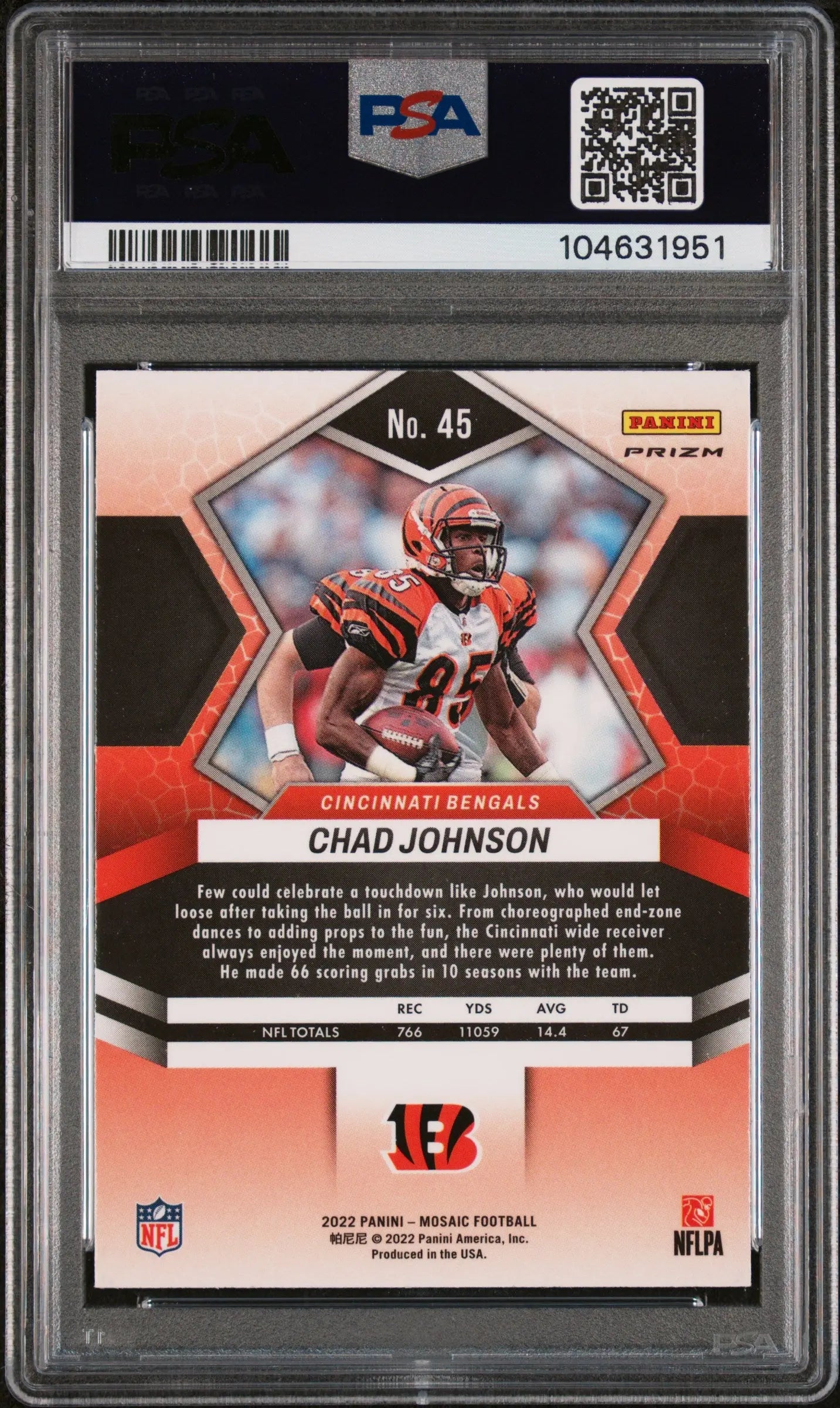 2022 Panini Mosaic Football Chad Johnson Genesis PSA 10 #45 - Rare Collectible Trading Card for NFL Fans & Sports Memorabilia Collectors - Perfect for Display, Investment, and Gifting