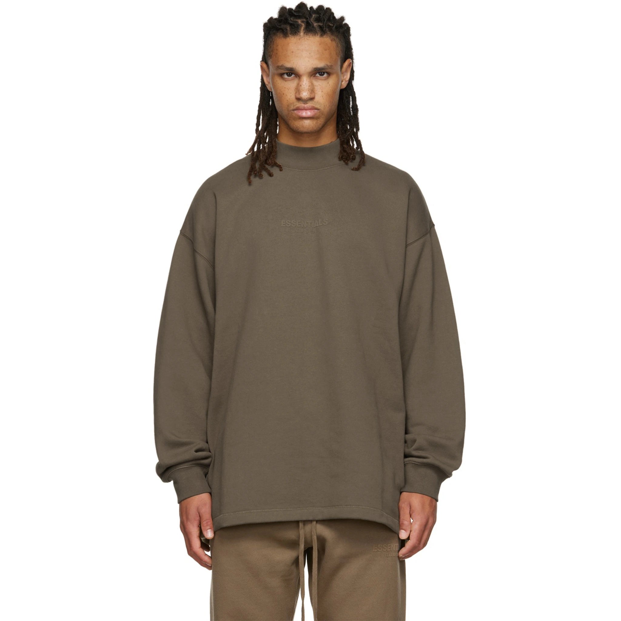 Fear Of God Essentials Relaxed Fit Wood Crewneck Sweatshirt (FW22) - Casual Streetwear for Men, Perfect for Everyday Wear & Layering