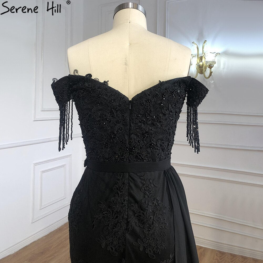 Serene Hill Black Mermaid Elegant Evening Dresses 2025 | Lace & Beading Luxury Gowns for Women | Perfect for Prom, Wedding Party & Formal Events | LA70975
