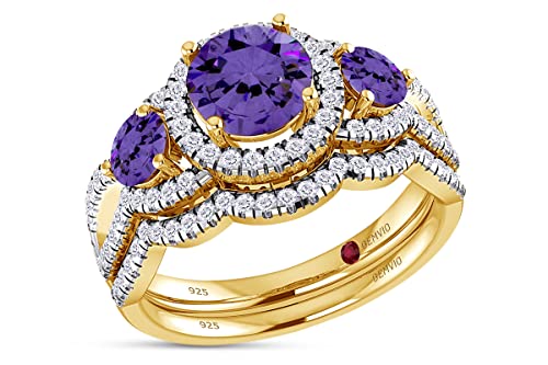 Natural Amethyst Yellow Gold Over Silver