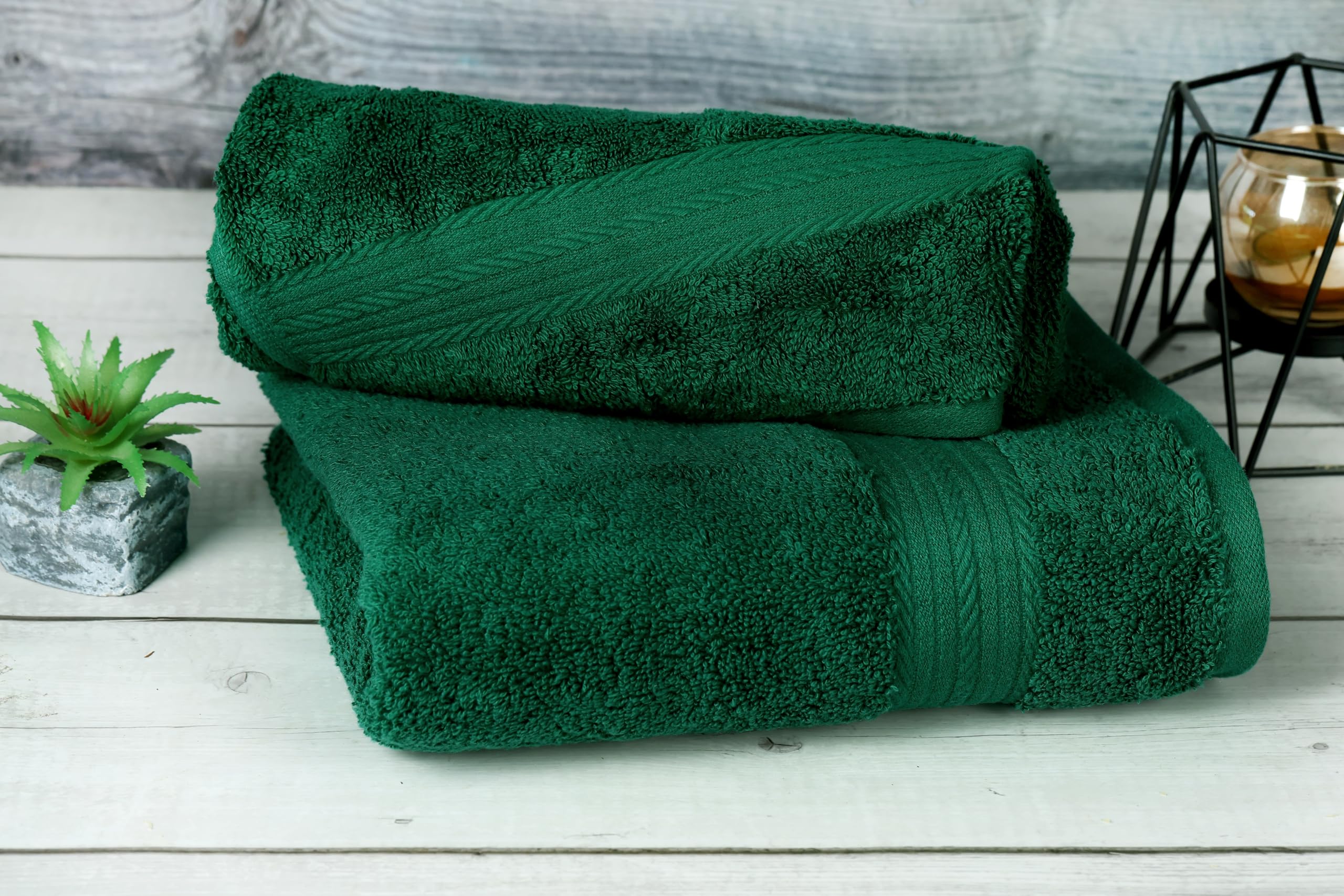 Ample Decor Premium 100% Cotton Hand Towels 18x28 Inches, 600 GSM Ultra Soft & Absorbent - Set of 2 Green Bath Towels for Kitchen, Bathroom & Spa - Luxury Home Decor Essentials