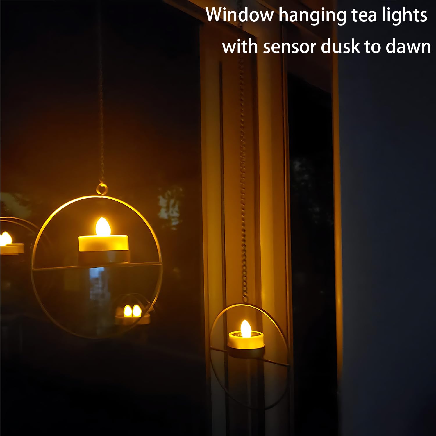 Solar Powered Outdoor Hanging Lanterns - Waterproof Golden Metal Candle Holders with LED Tea Lights - Perfect for Garden, Patio, Pergola, Gazebo & Backyard Decor (Set of 3) - Ideal for Romantic Evenings, Outdoor Parties & Cozy Ambiance
