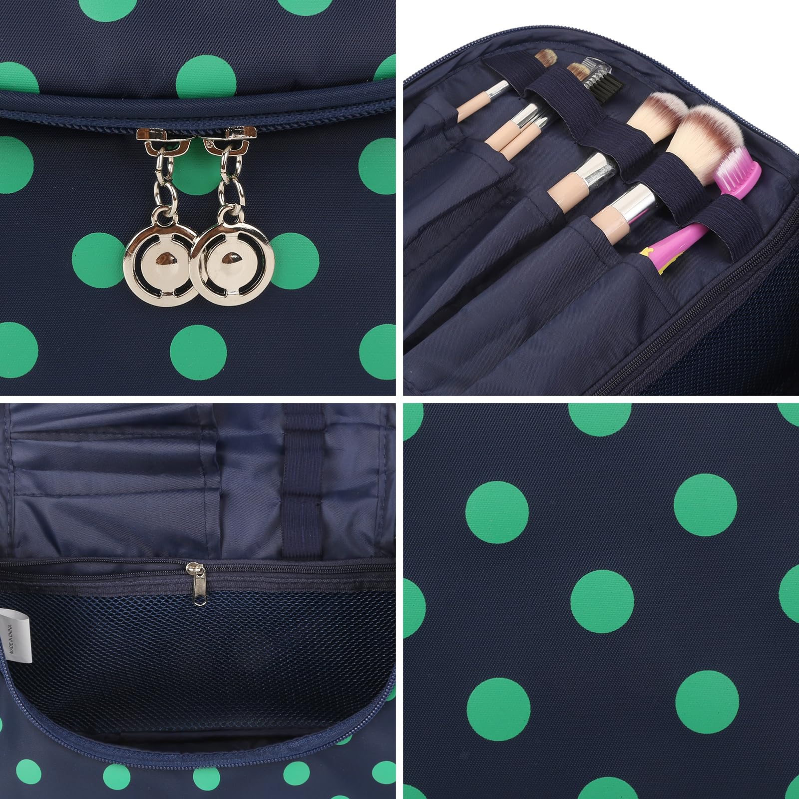 Yeiotsy Waterproof Cosmetic Bag for Women - Polka Dots Travel Makeup Organizer & Toiletry Pouch - Perfect for Travel, Gym, and Daily Essentials Storage