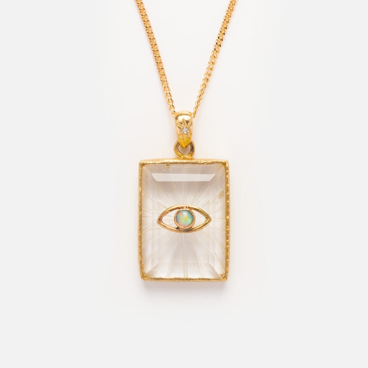 Opal Eye Amulet for Protection - Genuine Opal Stone Talisman for Spiritual Safety & Good Luck | Perfect for Meditation, Energy Healing & Wiccan Rituals