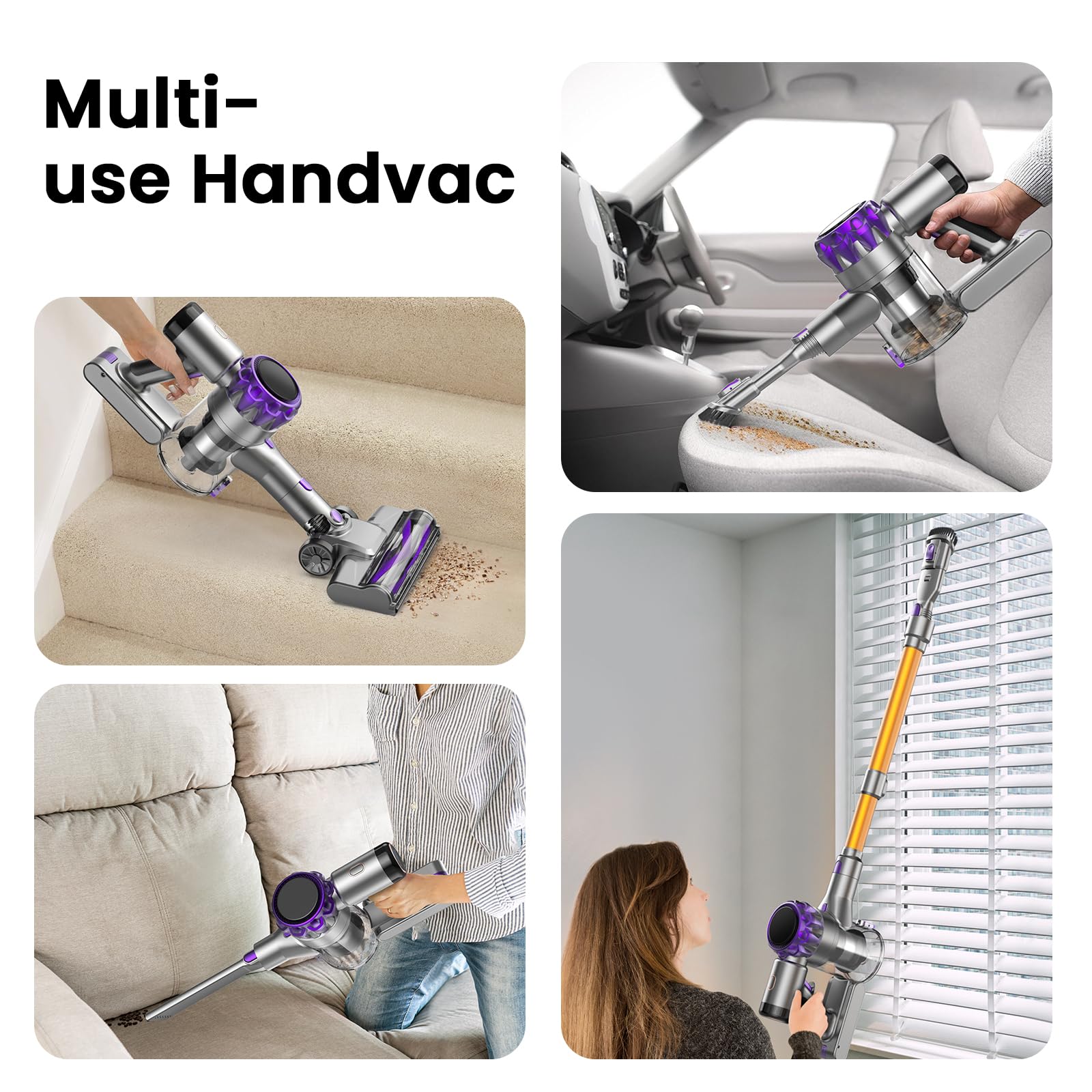 **Powerful S3 Cordless Vacuum Cleaner - 45kPa Stick Vacuum with LED Display, 55-Min Runtime, Rechargeable & Free-Standing - Ideal for Home, Pet Hair, Carpet & Hard Floors (Purple) | Perfect for Quick Cleanups & Deep Cleaning**