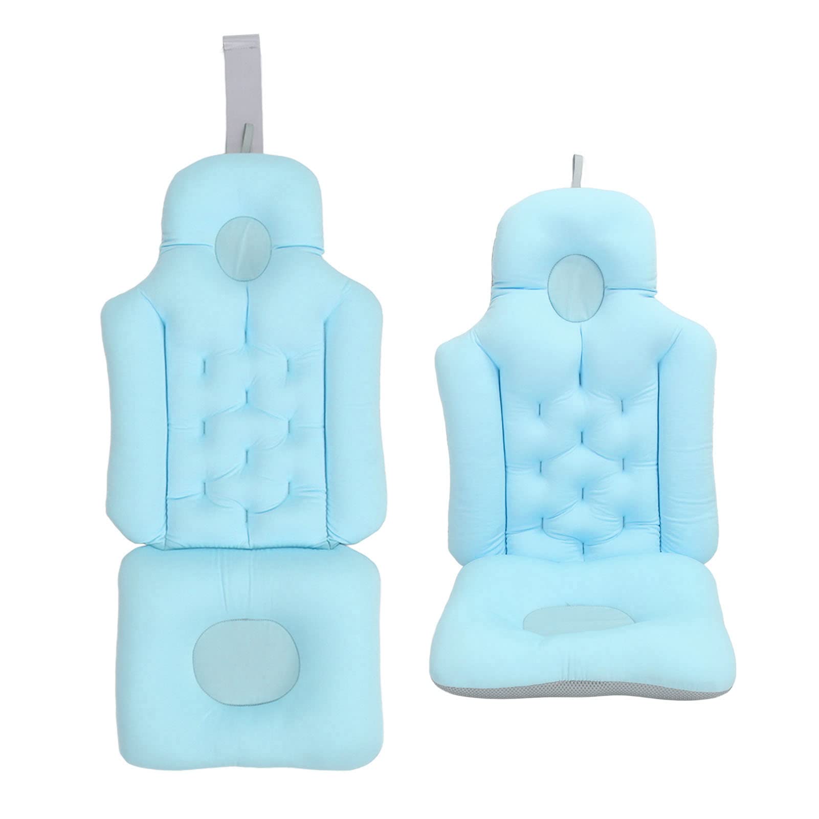 **Bathtub Cushion for Adults - Soft Breathable Bath Pillow with Headrest & Neck Support - Foldable Spa Seat Cushion for Relaxing Bath Time (Blue) - Perfect for Soaking, Reading, or Meditation in the Tub**