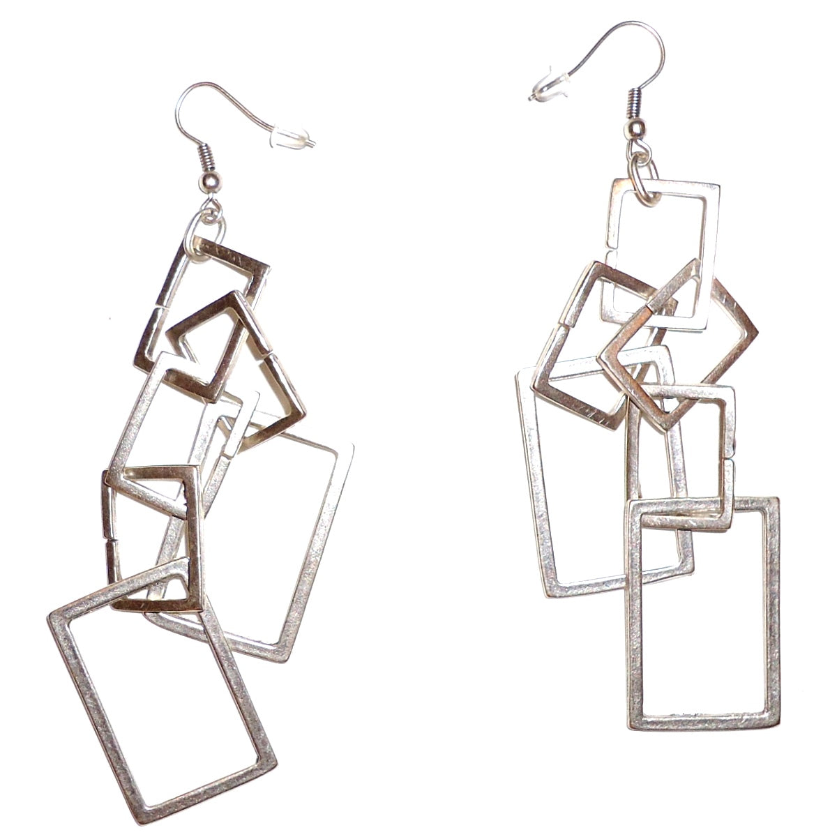 Dangling Square Earrings for Women - Minimalist Geometric Drop Earrings - Gold & Silver Hoop Earrings for Casual & Party Wear