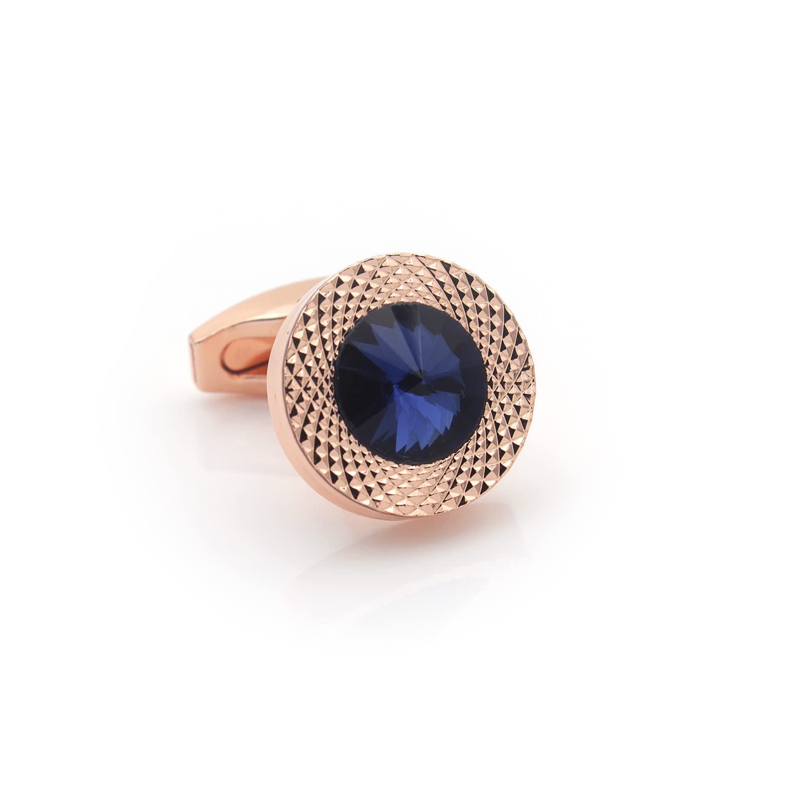 Elegant Sapphire Blue Crystal Gem Rose Gold Cufflinks for Men - Perfect Gift for Weddings, Prom & Formal Events
