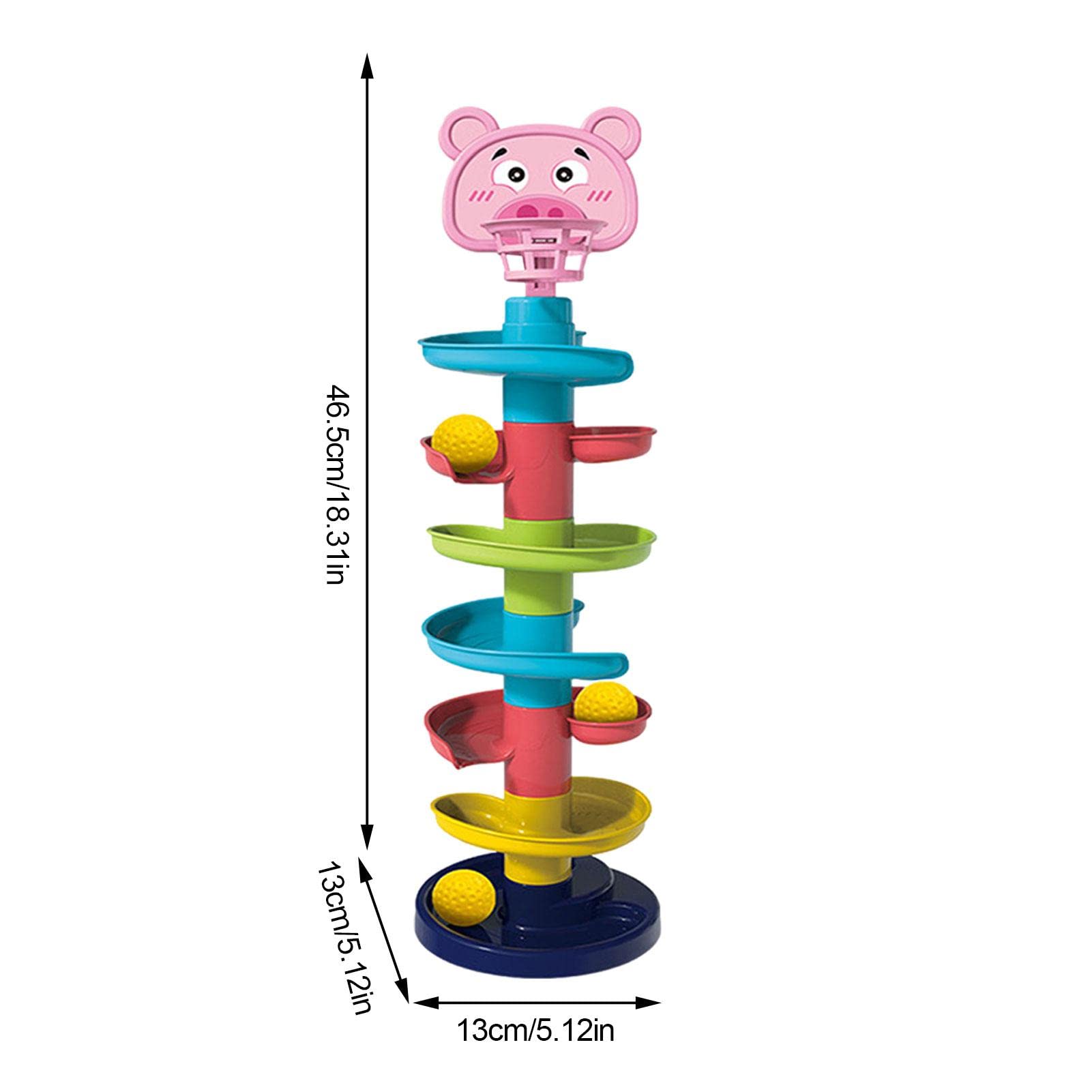 7-Layer Swirl Learning Tower Toy with Yellow Balls | Montessori Educational Ball Drop Toy for Toddlers & Baby Boys | STEM Sensory Play for Early Childhood Development