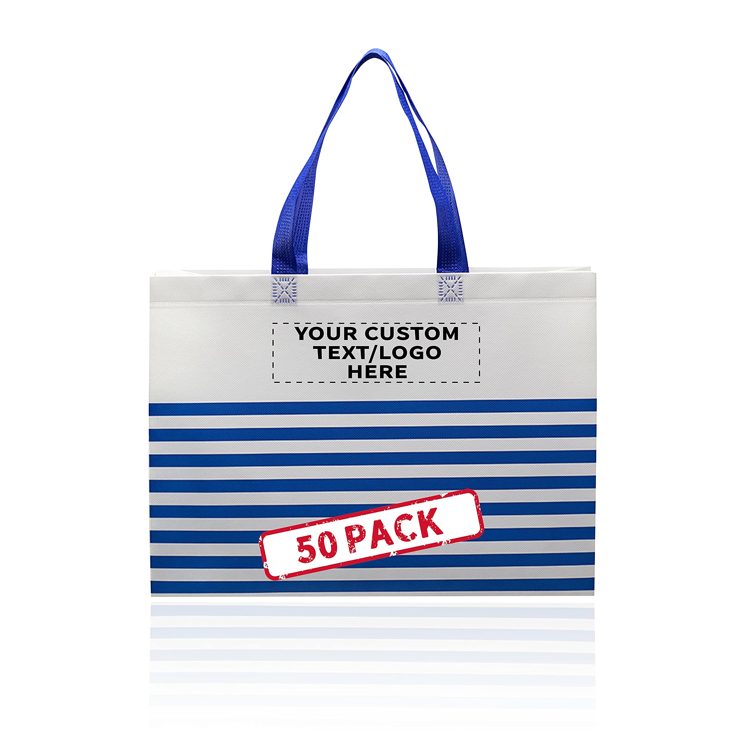 Customizable Striped Tote Bags Set - Non Woven, Reusable - Beach & Shopping