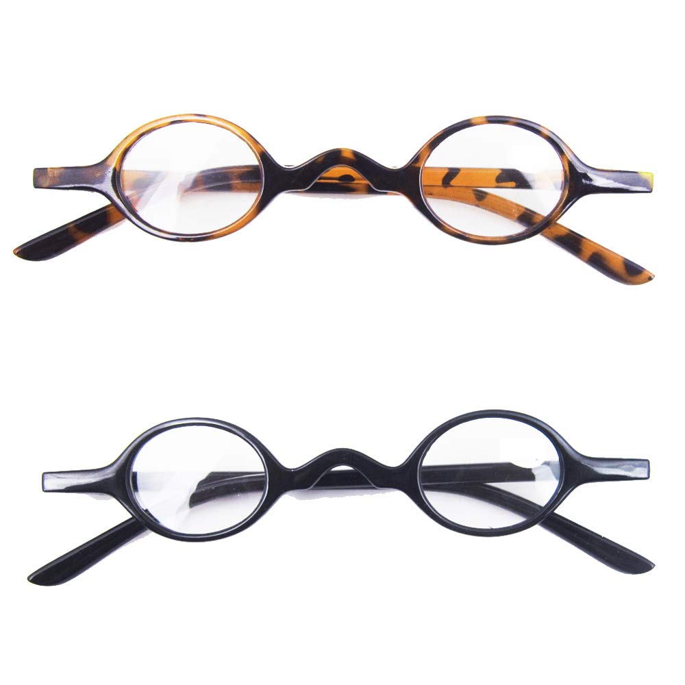 Retro Round Reading Glasses for Men & Women - Spring Hinge Readers 2.0 Magnification (2 Pairs - Leopard & Black) | Perfect for Reading Books, Using Phone & Computer Glasses