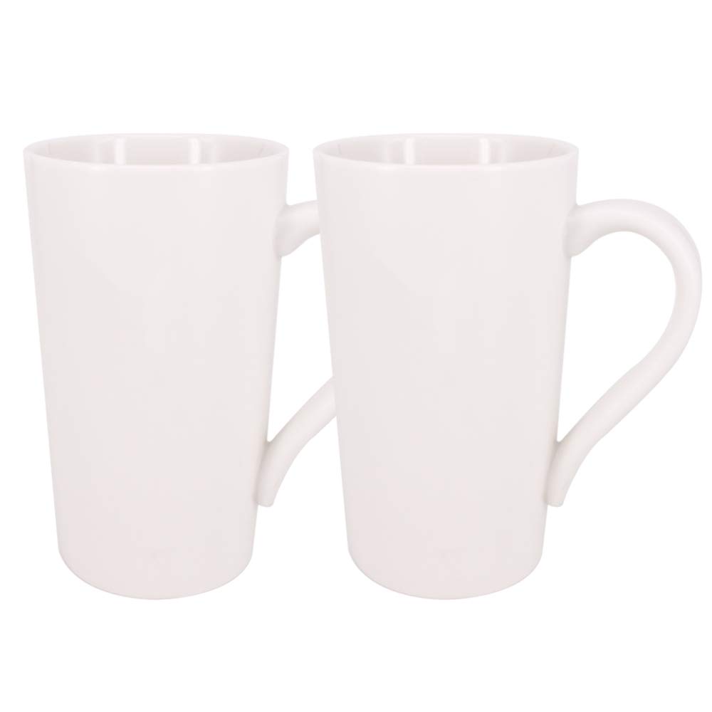 2 Pack 20oz White Ceramic Coffee Mugs - Large Tall Handle Tea Cups for Latte, Cappuccino & Hot Chocolate - Perfect for Home, Office & Coffee Shops