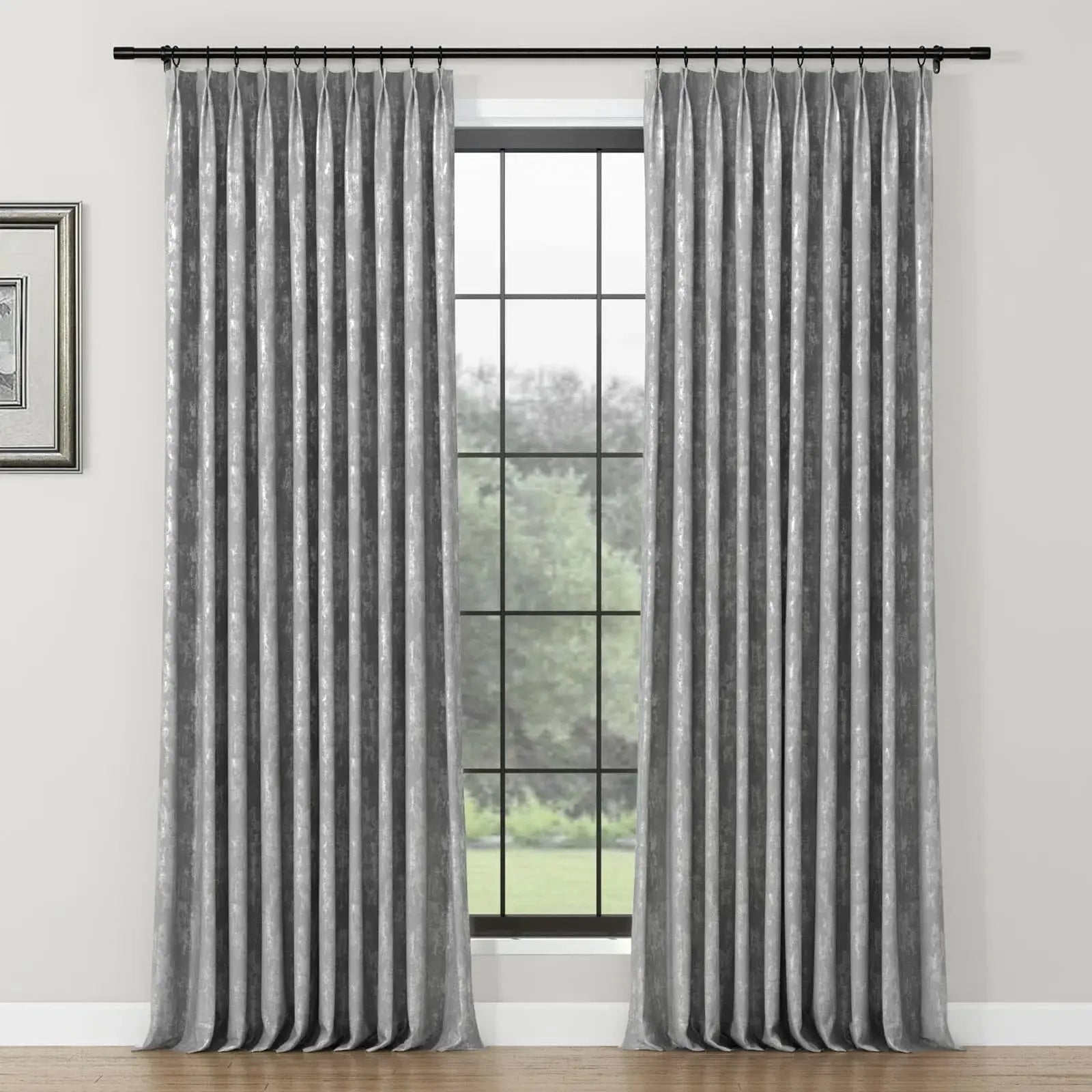 Lydia Rove Jacquard Pleated Curtains for Living Room & Bedroom - Elegant Window Treatments for Home Decor