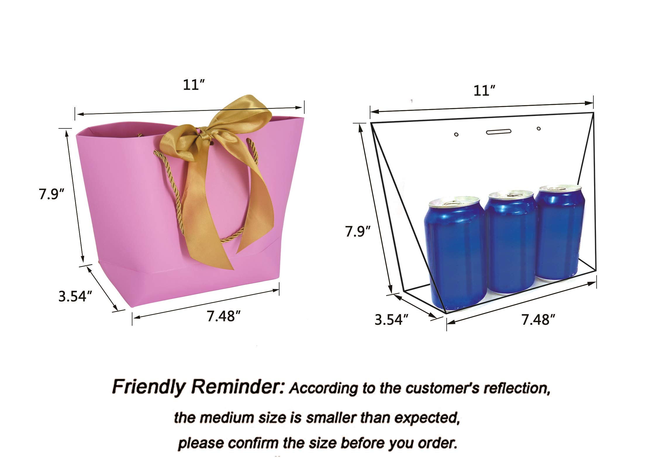 HUAPRINT 12-Pack Pink Gift Bags with Handles & Bow Ribbons - Elegant Party Favor Bags for Birthday, Wedding, Bridesmaid, Holiday & Valentine's Day - Perfect for Gift Wrapping, Party Decorations & Special Occasions