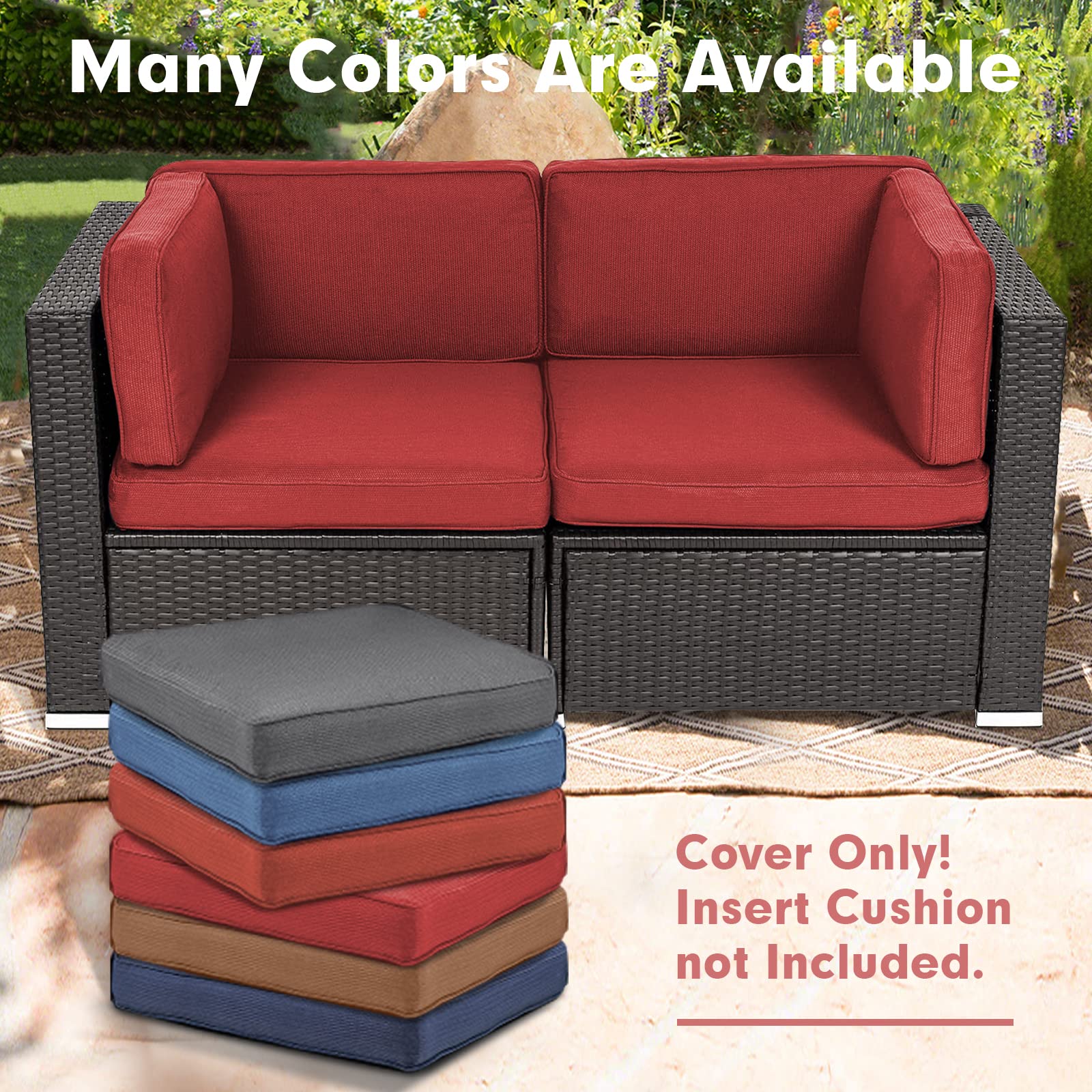 **Crownland 12-Piece Outdoor Patio Cushion Slipcovers Set - Waterproof Sofa & Couch Covers with Zipper Design (Red) - Includes 4 Seat Covers, Back Covers & Side Cushions - Perfect for Garden, Deck, Poolside & Patio Furniture Replacement**