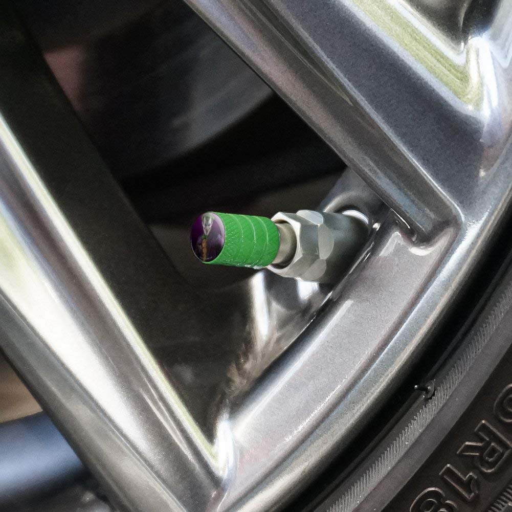 Batman Arkham Asylum Joker Themed Aluminum Valve Stem Caps - Car Wheel Accessories for DC Comics Fans (Set of 4) - Perfect for Customizing Your Vehicle, Motorcycle or ATV Rims