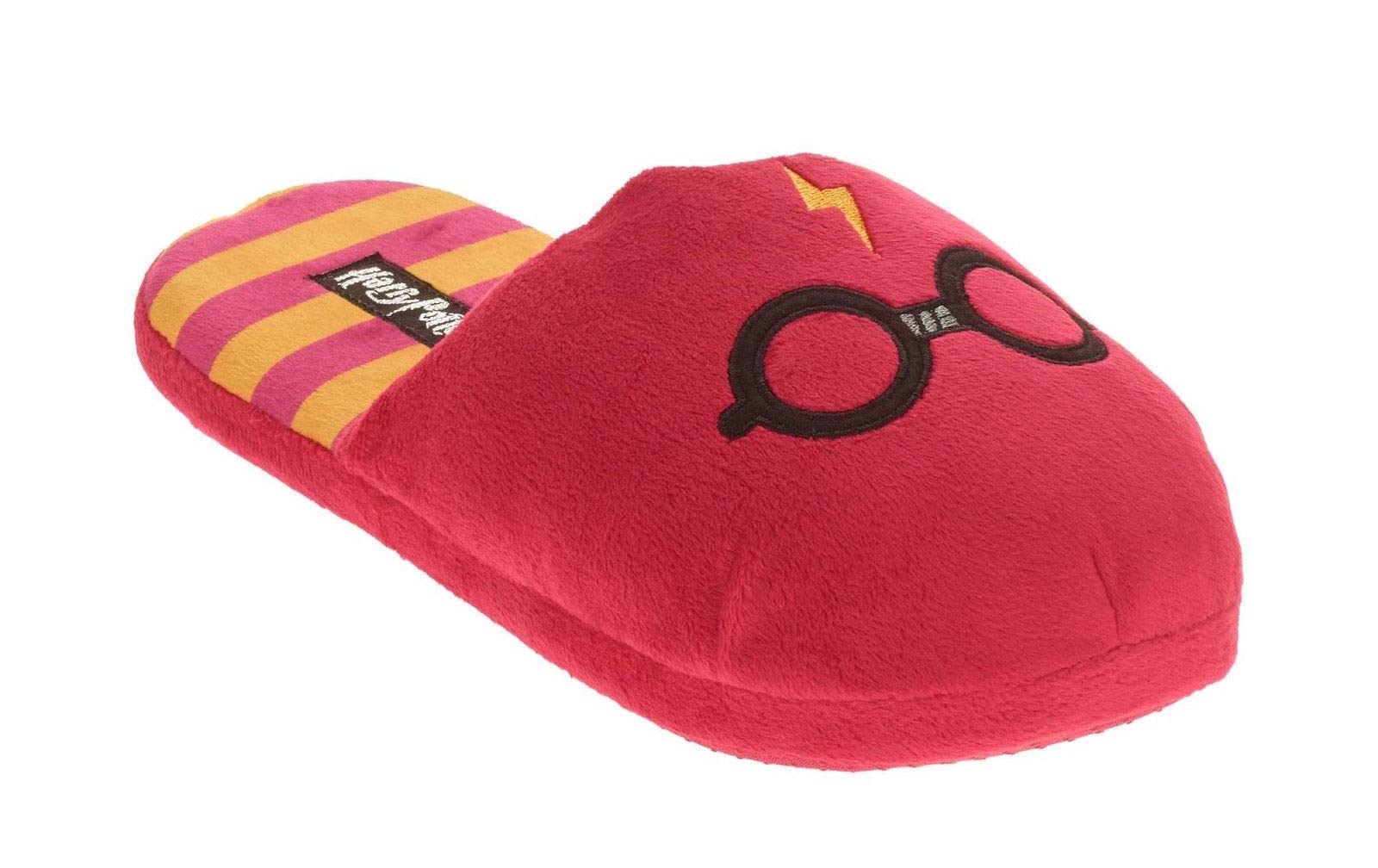 Red Lightning Bolt Thunderbolt Scar Glasses Slippers - Slip-On Indoor House Shoes with Comfortable Sole - Size L/XL for Men & Women - Perfect for Cosplay, Halloween Costumes & Lounge Wear