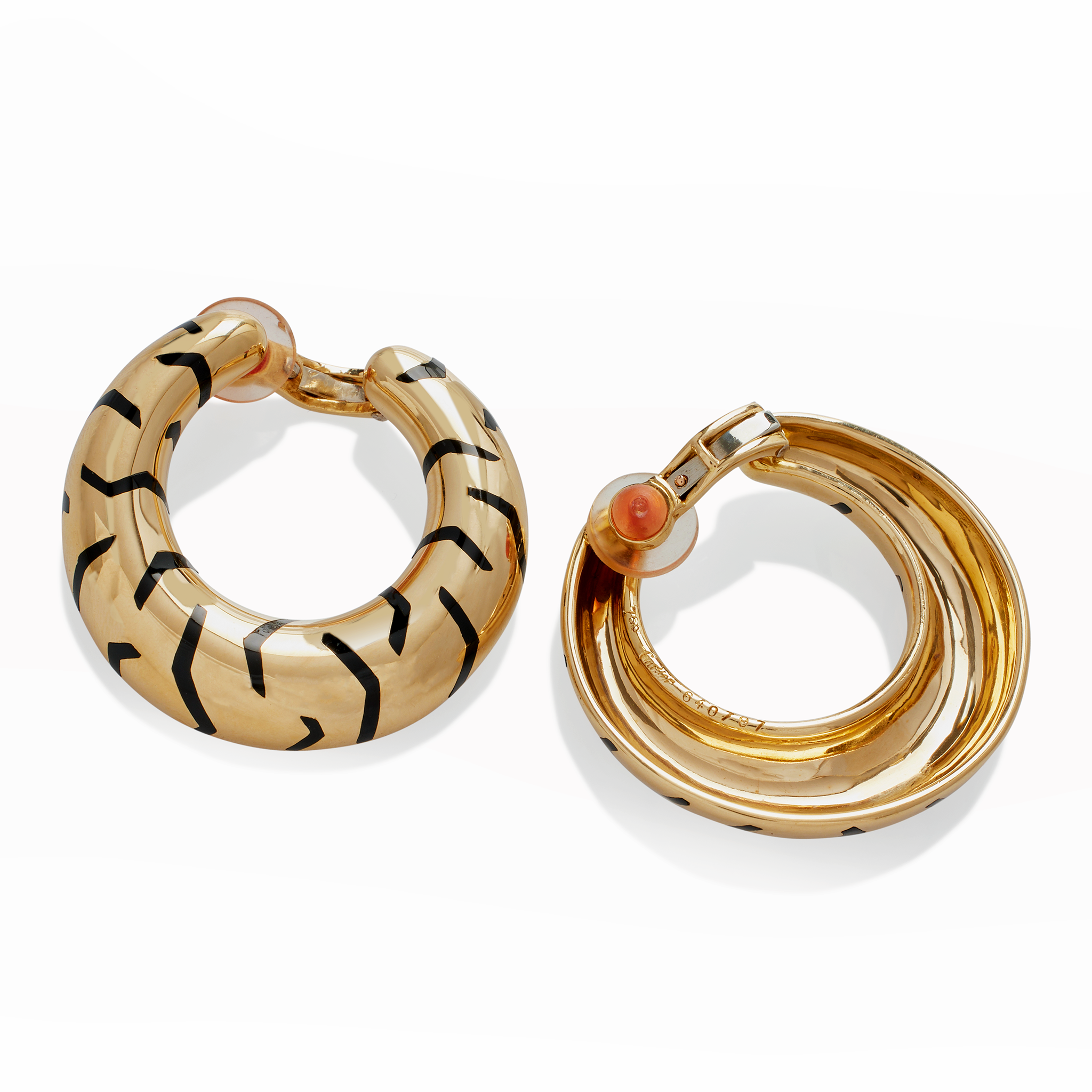 Cartier Paris Tiger Stripe Hoop Earrings - 18K Gold Luxury Jewelry for Women | Elegant Statement Earrings for Parties, Weddings & Special Occasions