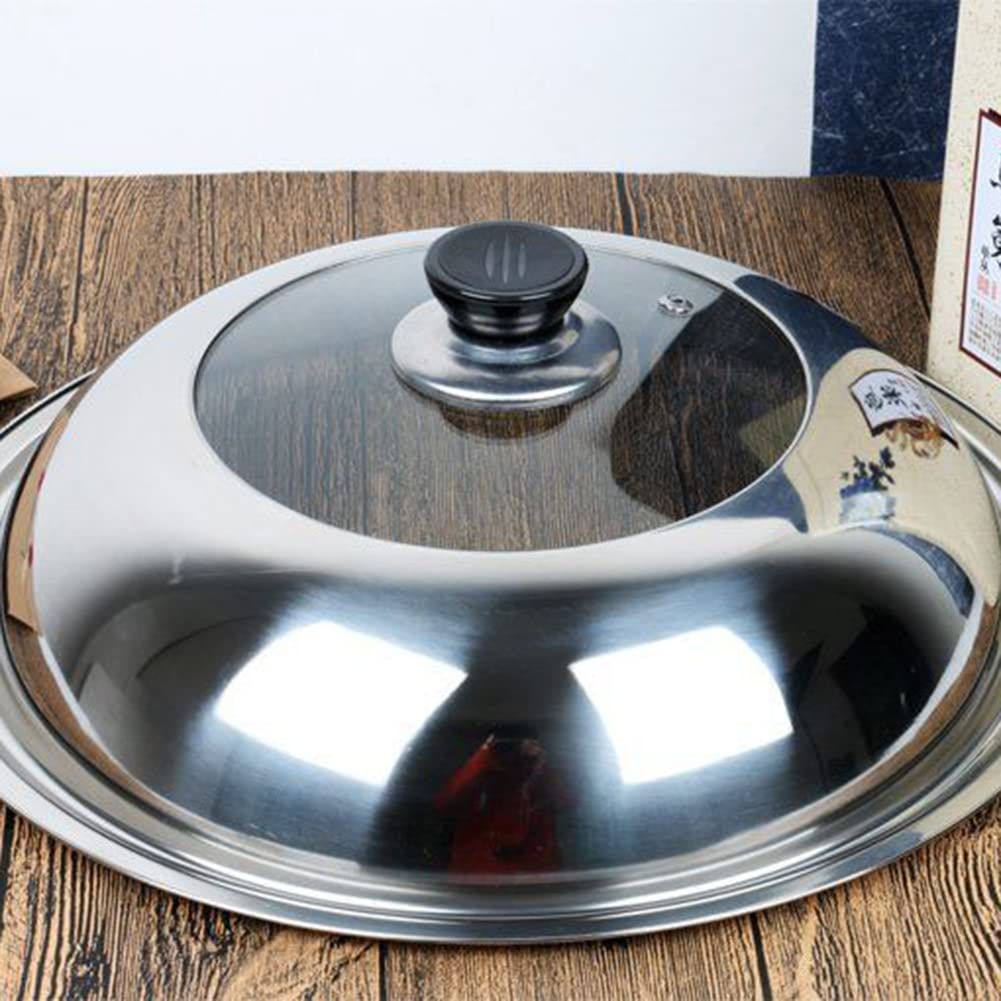 Stainless Steel 38cm Visible Tripod Wok Cover with Vegetable Steamer - Durable Cooking Lid for Stir Fry, Steaming & Multi-Purpose Kitchen Use