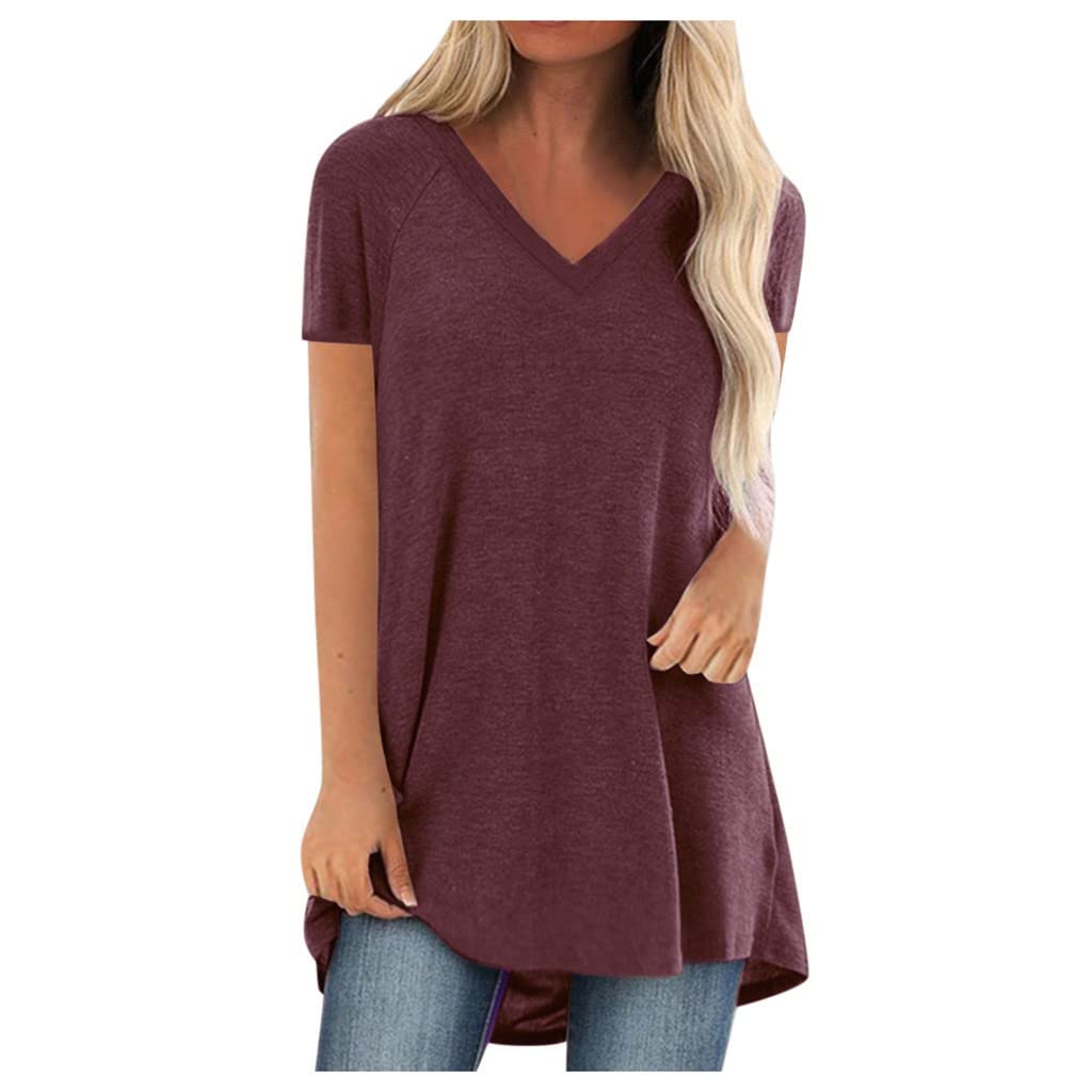Plus Size Women's Tunic Tops for Leggings - Dressy Casual Crew Neck Short Sleeve Blouse | Perfect for Work, Date Night & Everyday Wear