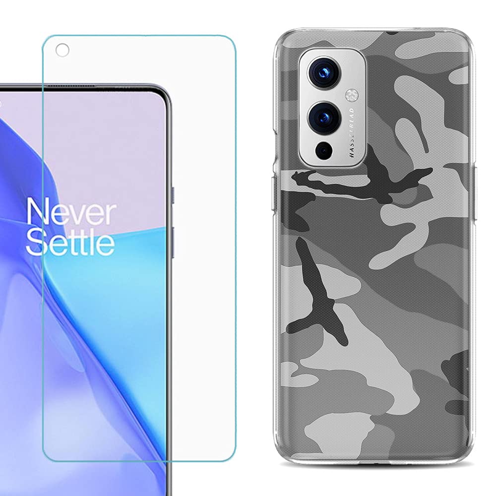 OnePlus 9 5G TPU Case with Screen Protector - Slim Camo Design for Outdoor Protection