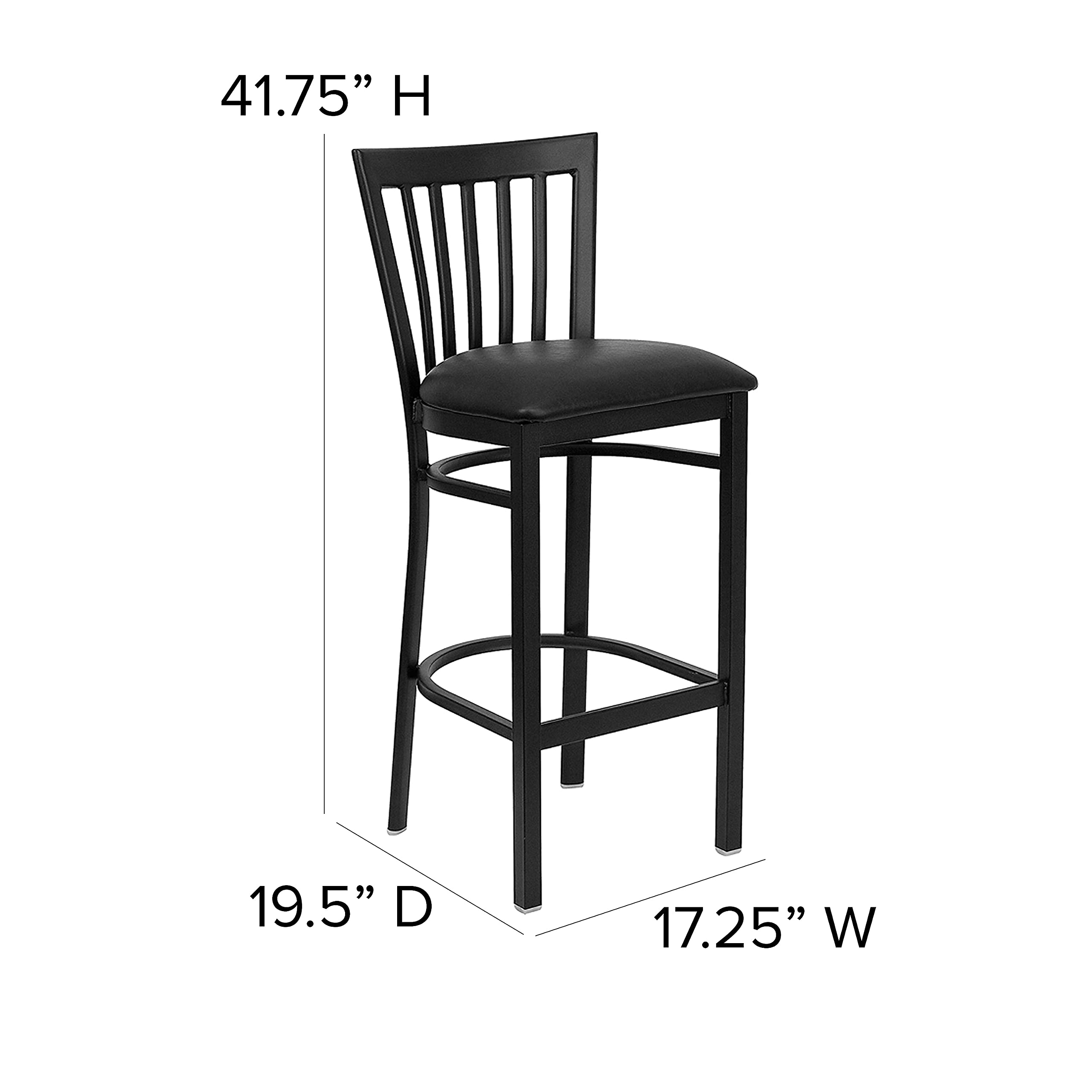 Flash Furniture HERCULES Series Black Metal Bar Stool with Vinyl Seat - Commercial Grade Restaurant & School House Stool for Kitchen, Bar, and Dining Areas