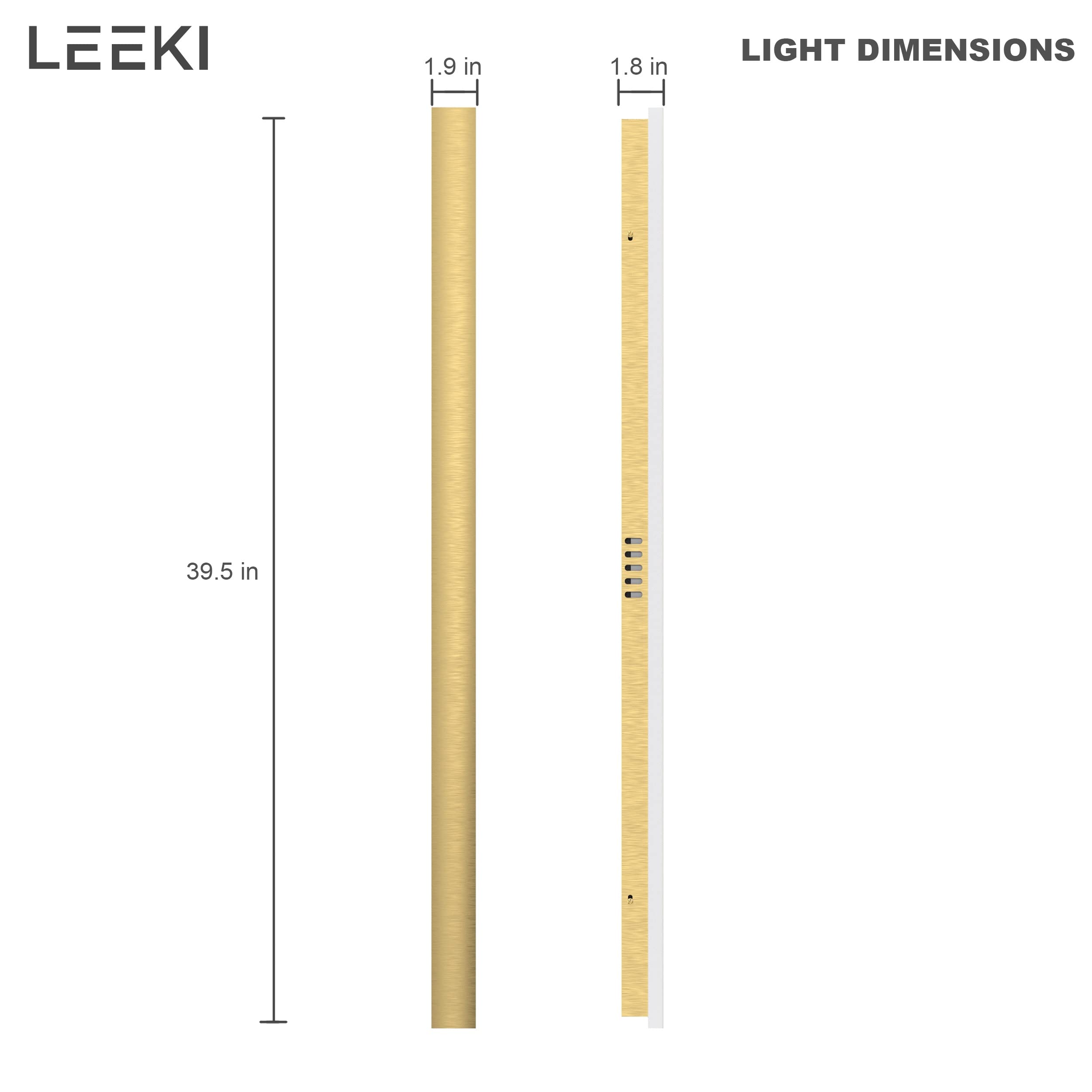 LEEKI 40 Inch Modern Outdoor Wall Light Fixture - 30W 3000K Warm White LED - Rectangular Exterior Lighting - IP65 Waterproof & Rust Resistant - Gold Finish - Perfect for Porch, Patio, Garage & Entryway Lighting