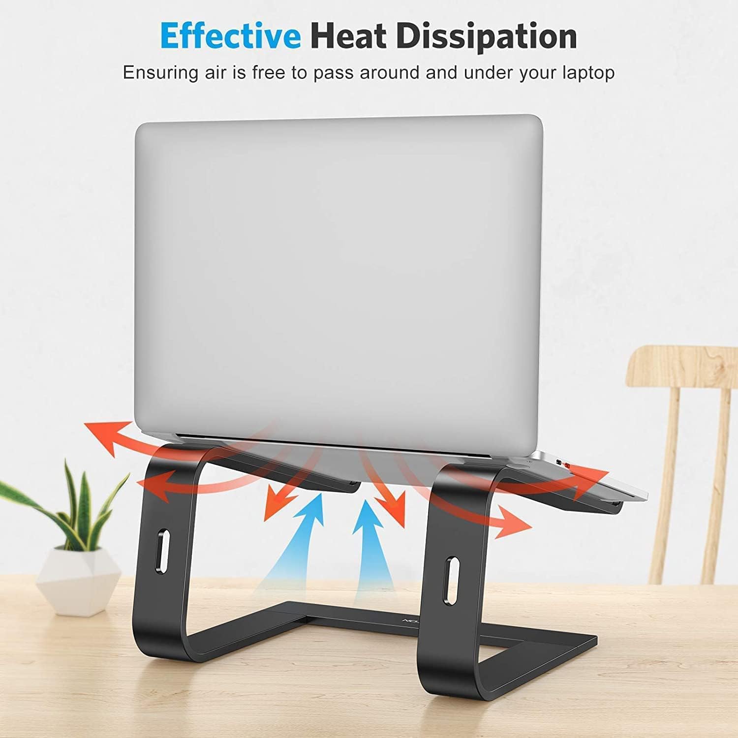 OMOTON Adjustable Aluminum Laptop Stand for Desk - Ergonomic Detachable Laptop Holder Compatible with MacBook Air/Pro, Dell, HP, Lenovo (11-16 Inch) - Perfect for Home Office, Gaming & Workstation Setup - Black