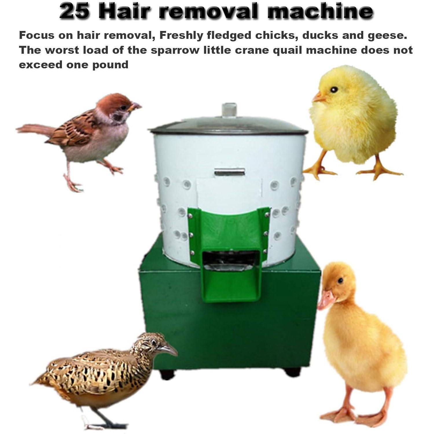 Stainless Steel Poultry Plucker Machine - Turkey Chicken Duck Feather Remover, Quick & Efficient De-Feathering for Quail & Birds | Perfect for Small Farms & Home Butchering