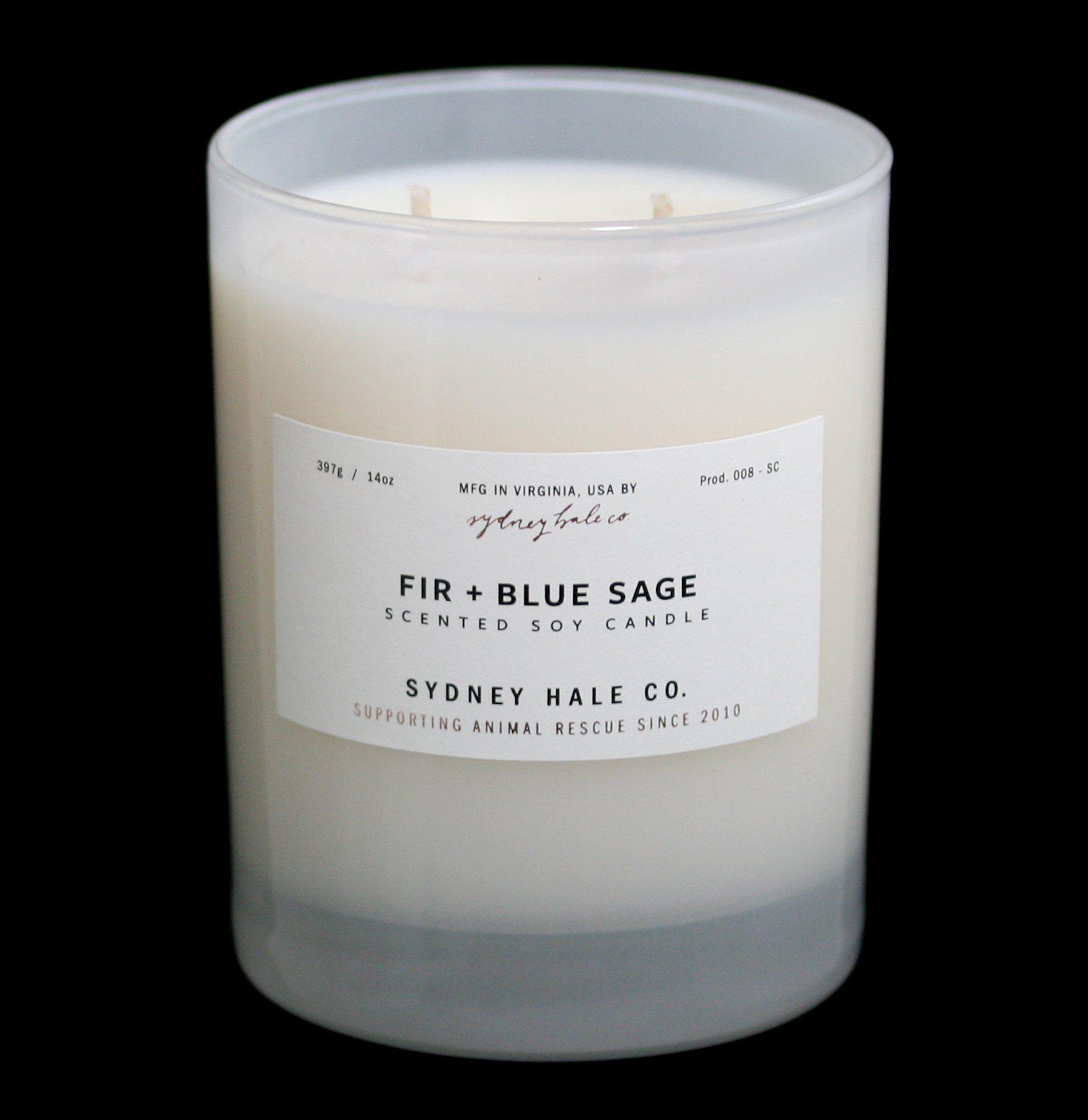 Sydney Hale Co. Fir & Blue Sage Scented Soy Candle - Natural Aromatherapy for Relaxation & Stress Relief - Perfect for Home, Office, Spa & Meditation Spaces