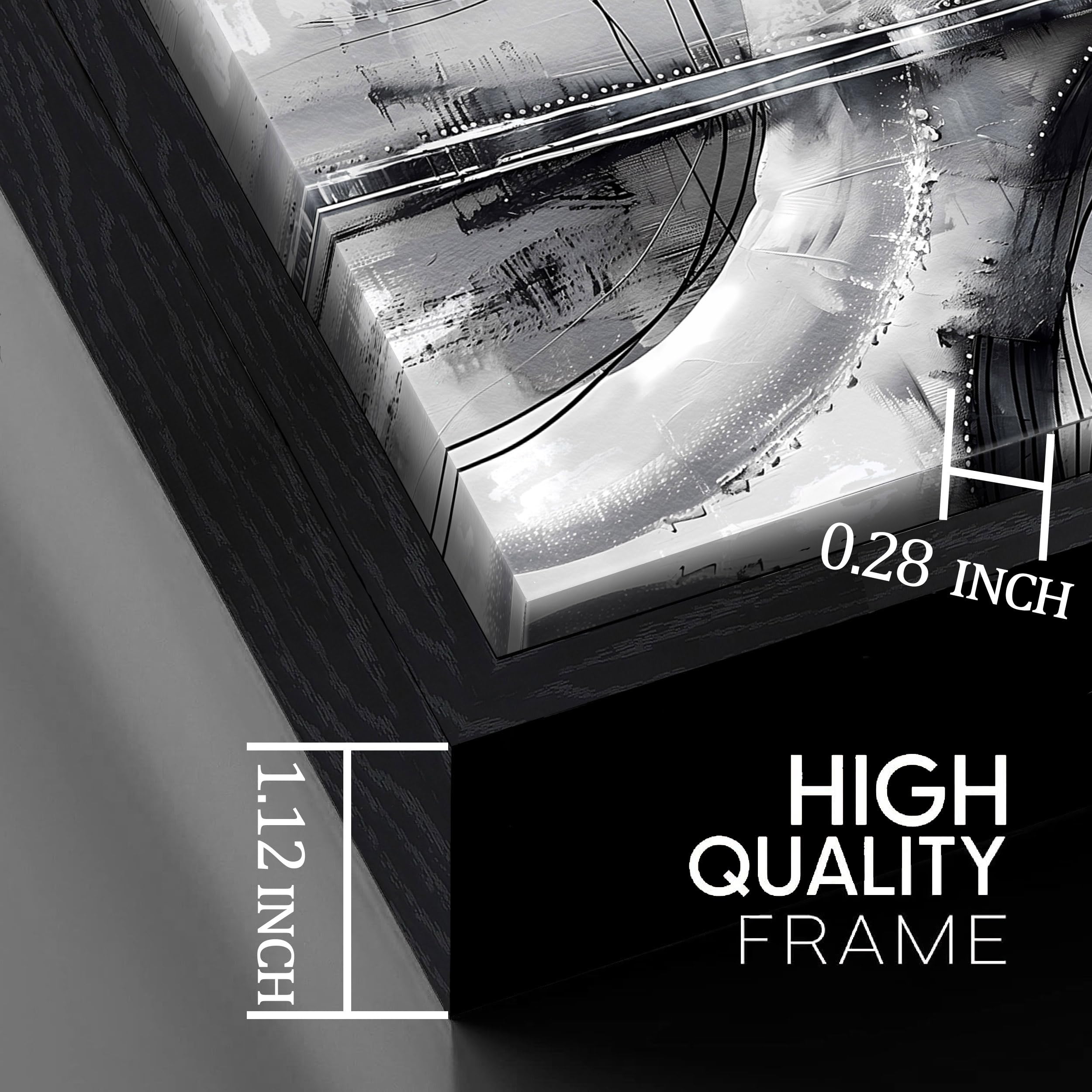 Abstract Black and White Framed Wall Art - Modern Grey Painting for Bedroom, Living Room & Office Decor - 24x48 Inch Canvas Artwork - Perfect for Gallery Walls & Home Interior Design