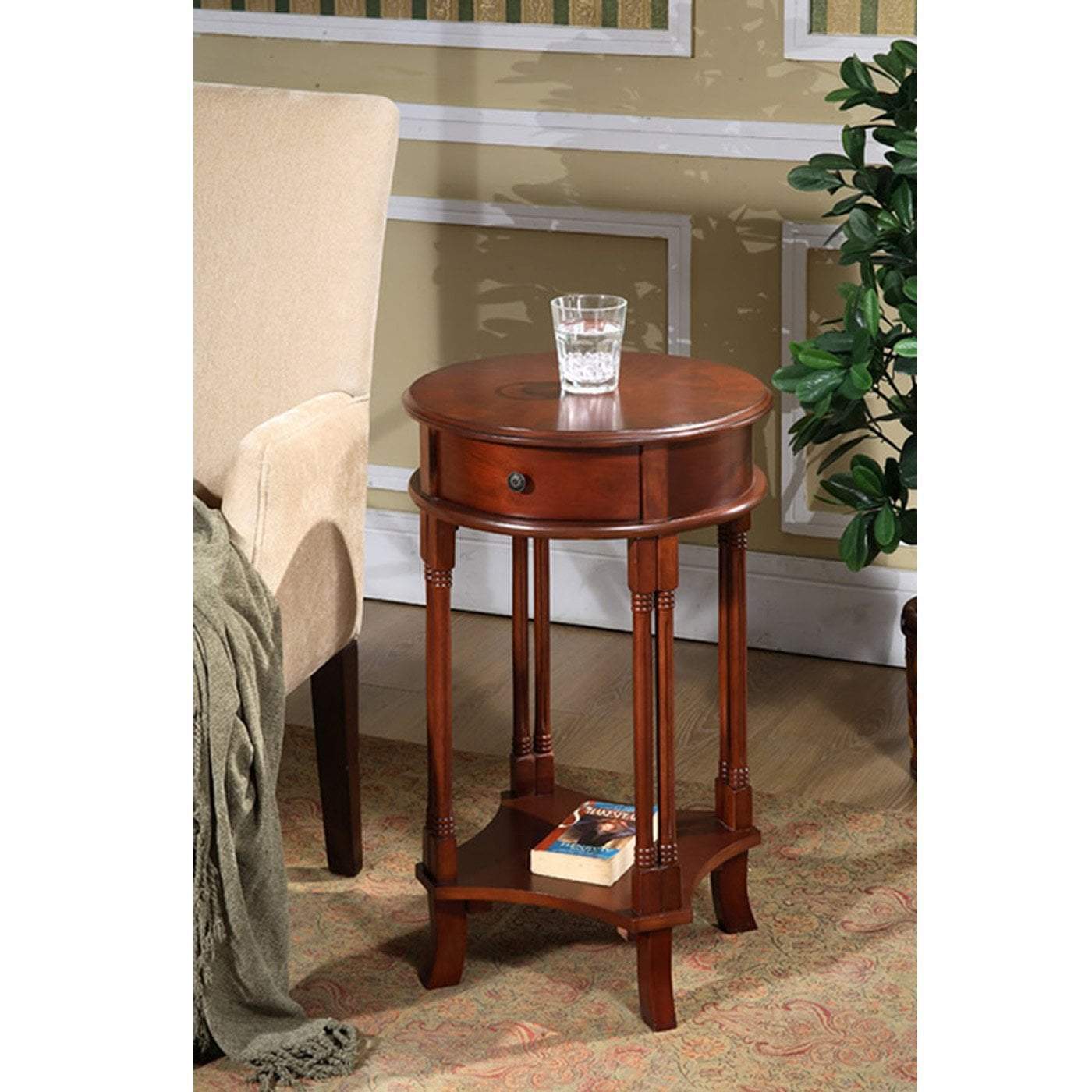 Handcrafted Cedar Wood Round Accent Table - Rustic Home Decor Side Table for Living Room, Bedroom & Patio - Natural Wood Coffee Table with Sturdy Base