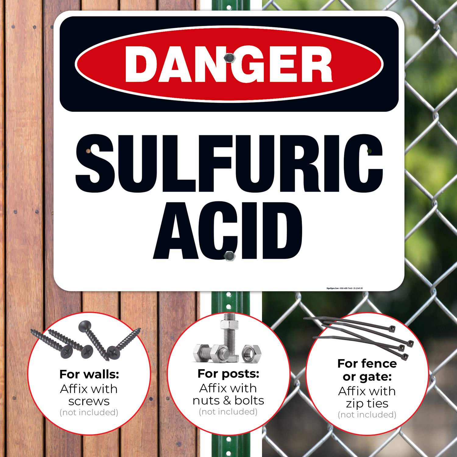 Danger Sulfuric Acid Sign - OSHA Compliant 24x30 Inches Rust-Free Aluminum Safety Sign | Fade Resistant for Indoor & Outdoor Use | Made in USA | Ideal for Chemical Storage Areas, Laboratories & Industrial Facilities